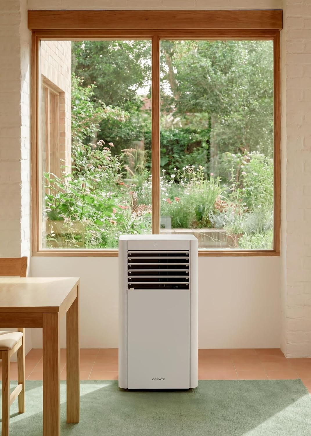 CREATE SILKAIR DUAL CONNECT 9000 / Mobiles 4-in-1-WLAN-Klimagerät 9000 BTU mit Wärmepumpe / mit Absaugset für Schiebefenster, bis zu 20m², 42L, Timer, Sleep-Modus