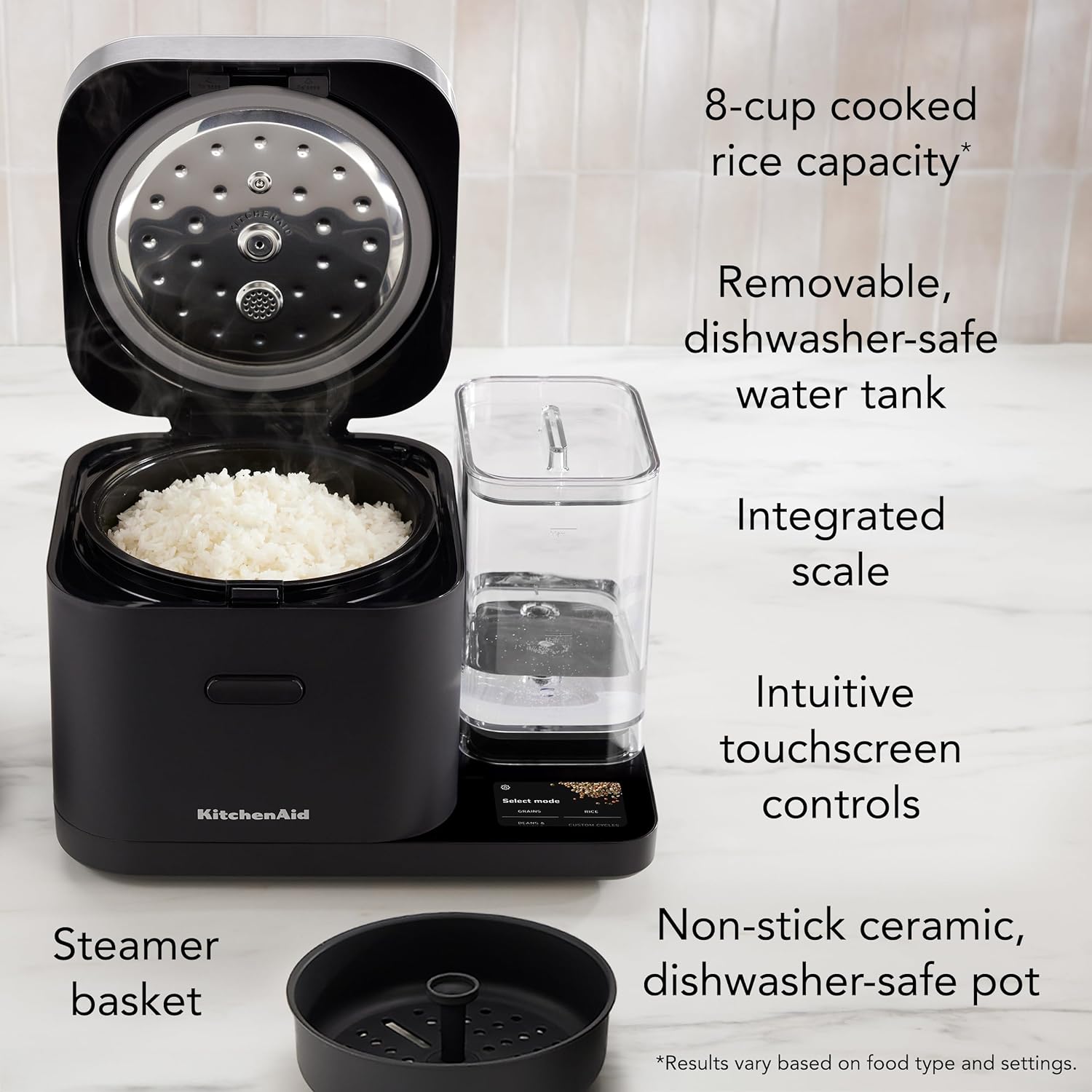 KitchenAid Getreide- und Reiskocher für 8 Tassen mit integrierter Waage und verzögerter Kochfunktion, KGC3155BM