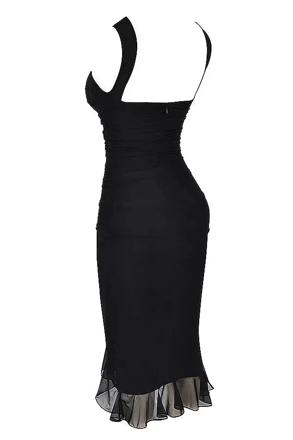 Elegantes Mesh-Midikleid
