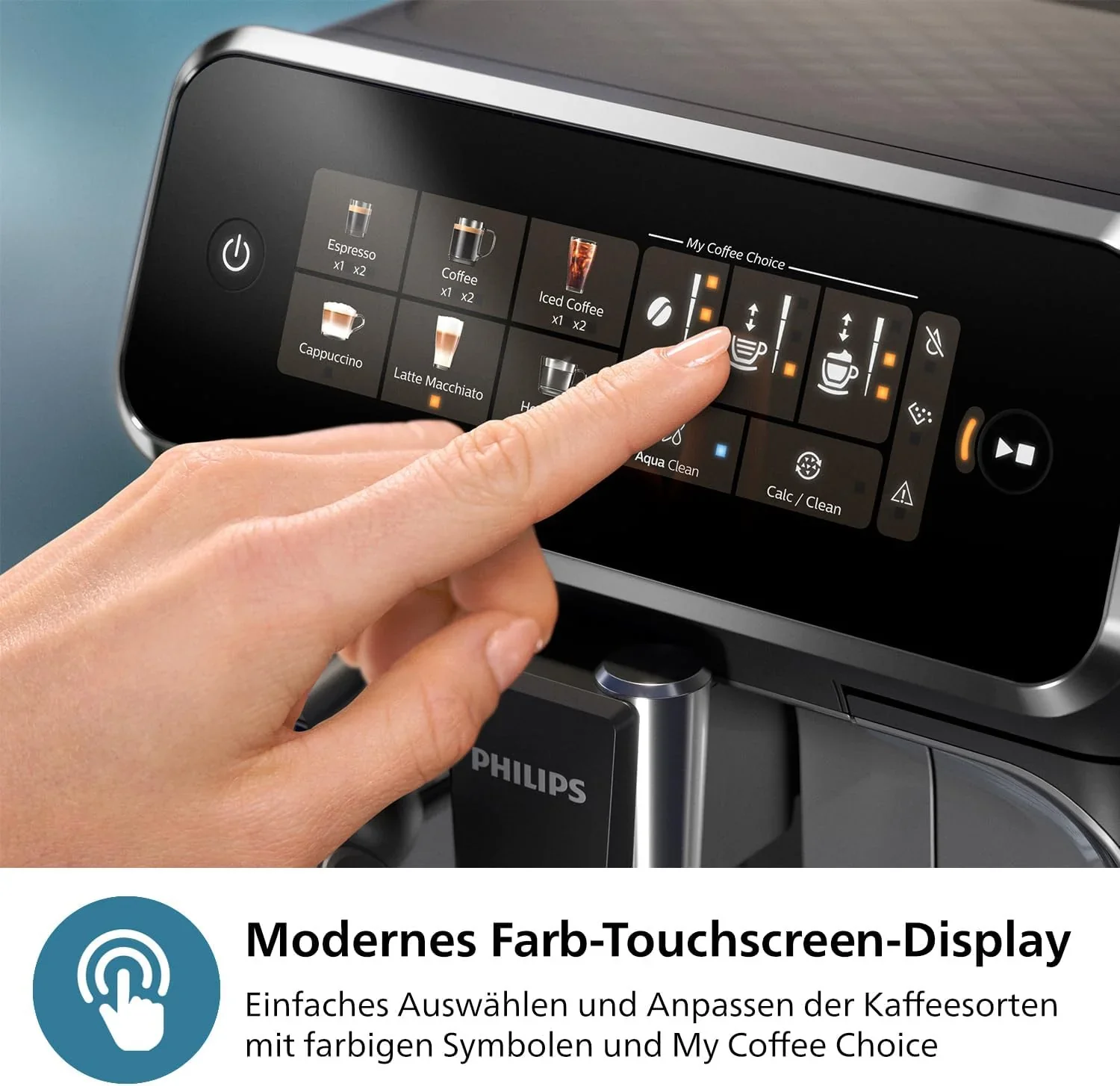 Philips 2300 Serie Vollautomatische Espressomaschine - 4 Getr?nke, modernes Farb-Touchscreen-Display, LatteGo-Milchsystem, SilentBrew, Keramikmahlwerk, AquaClean-Filter. Wei?es Chrom (EP2333/40)