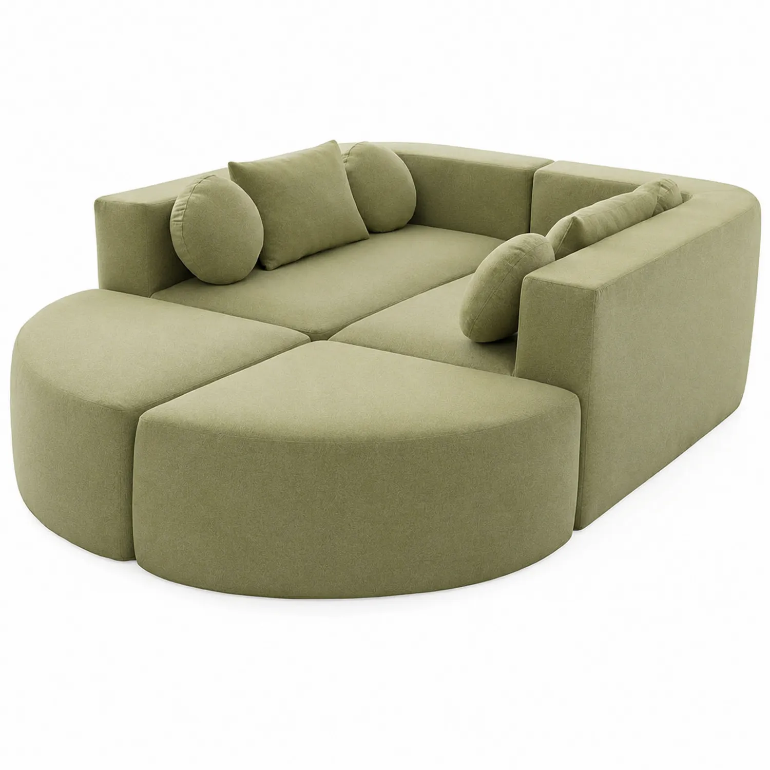 Modulares Schlafsofa-Set mit Kissen Olivgrün Stoff