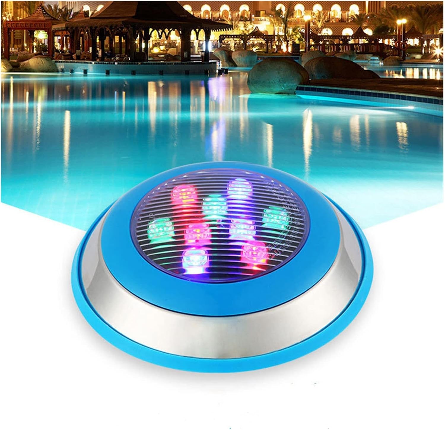 Edelstahl IP68 Led Schwimmbad Lampen Blau Wasserdichte Outdoor Unterwasser Lichter AC12V RGB Teich LED Lampe Eine AtmosphäRe Schaffen(Cold White,54W D300xH70mm)