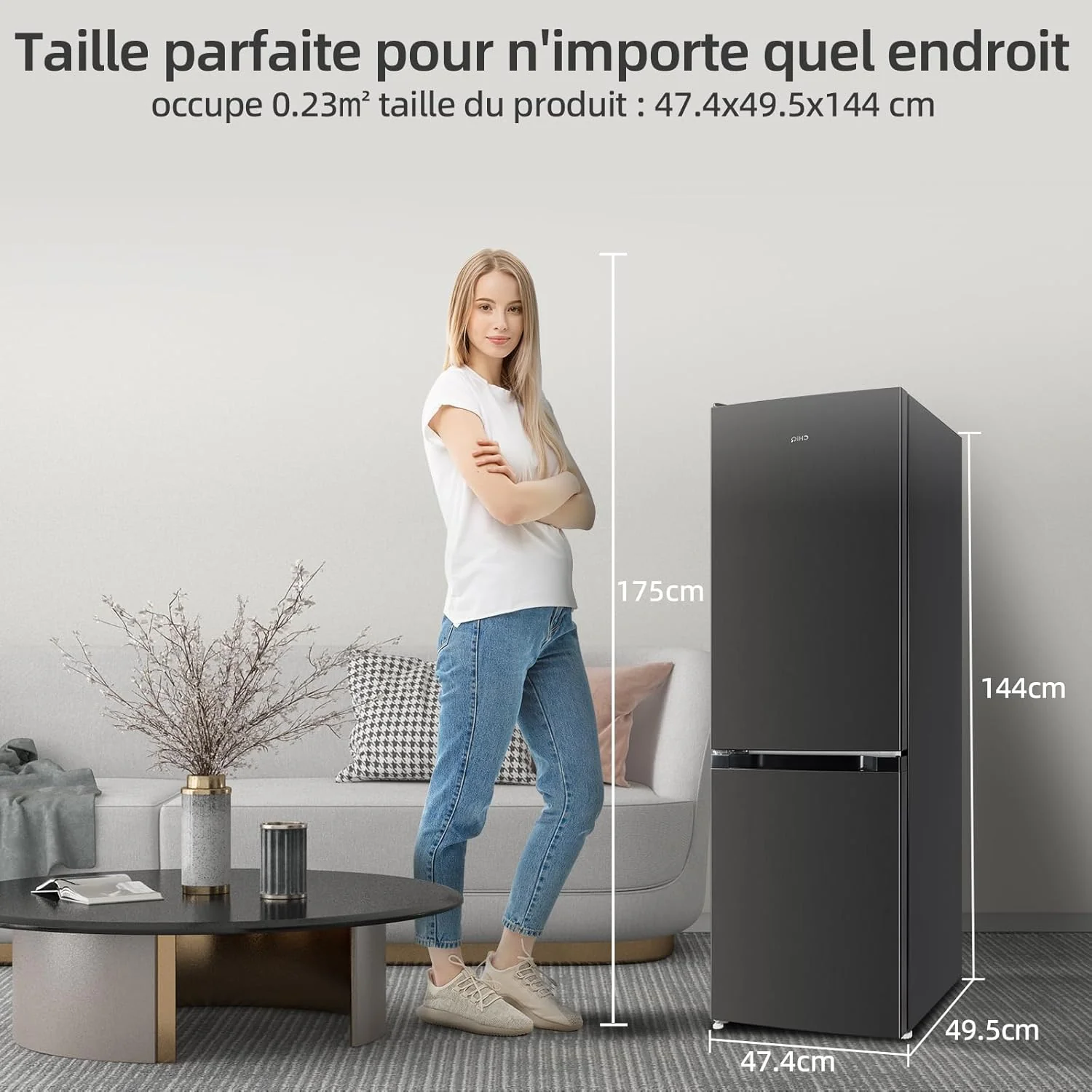 CBM159LEBD Réfrigérateur congélateur bas157 litres, Low Frost, Faible bruit