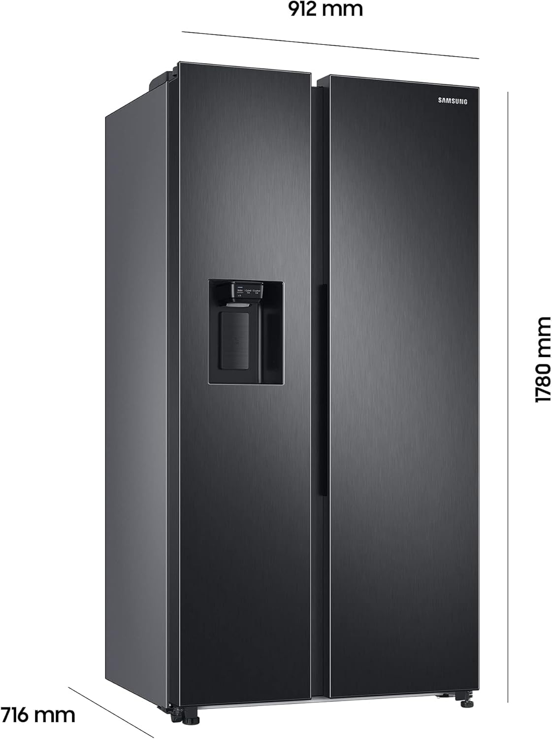 RS6GA8521B1/EG Side-by-Side Kühlschrank, 178 cm, 634 , 225  Gefriervolumen, Space Max Technologie, Premium Black Steel