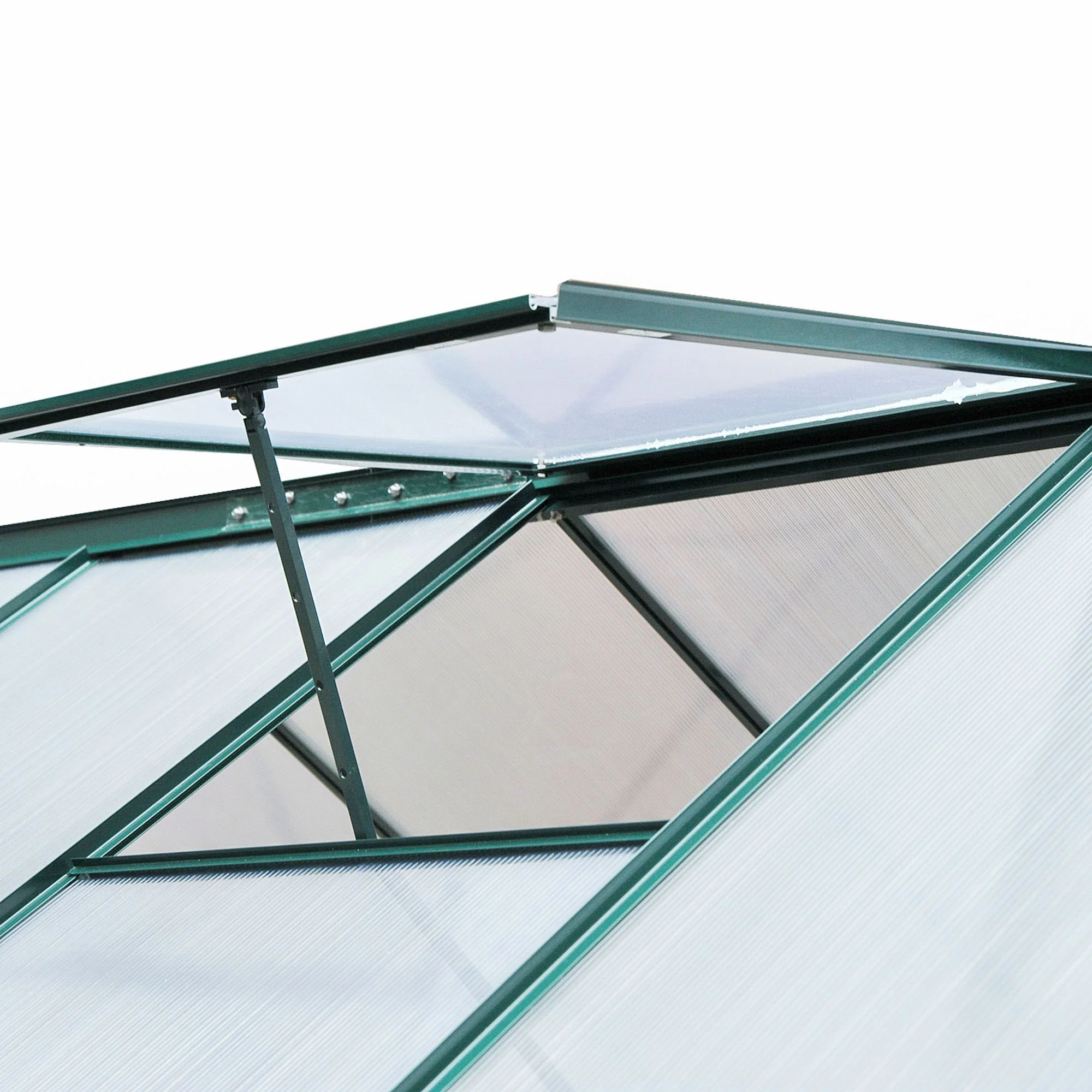 Outsunny kas met polycarbonaat behuizing en dakklep, 190x 252 x 201 cm