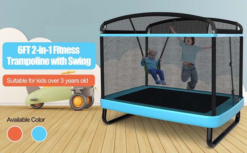 Eletriclife 6 Feet Kids Entertaining Trampoline with Swing Safety Fence
