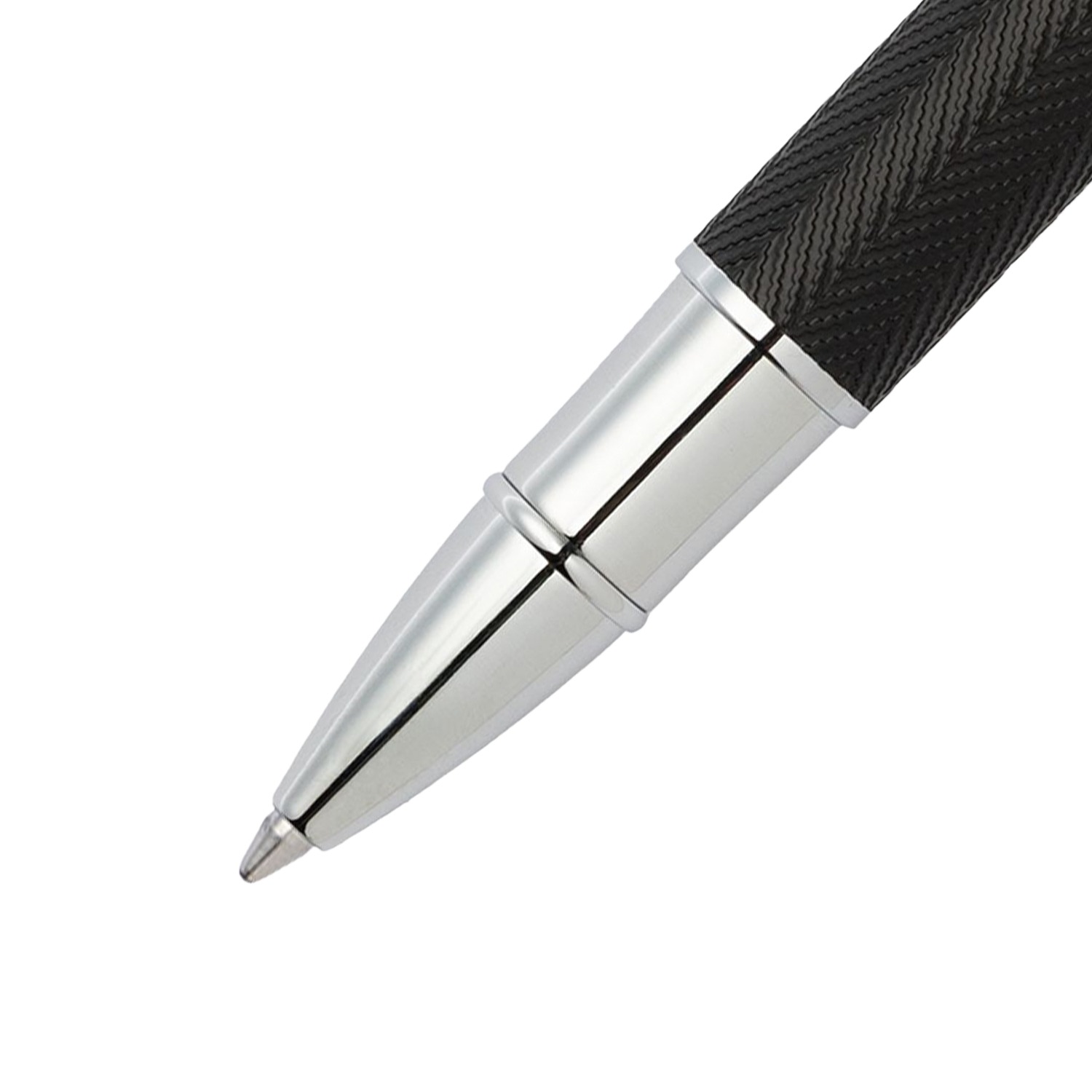 Hugo Boss Formation Herringbone Rollerball Pen with Chrome Trims - Black