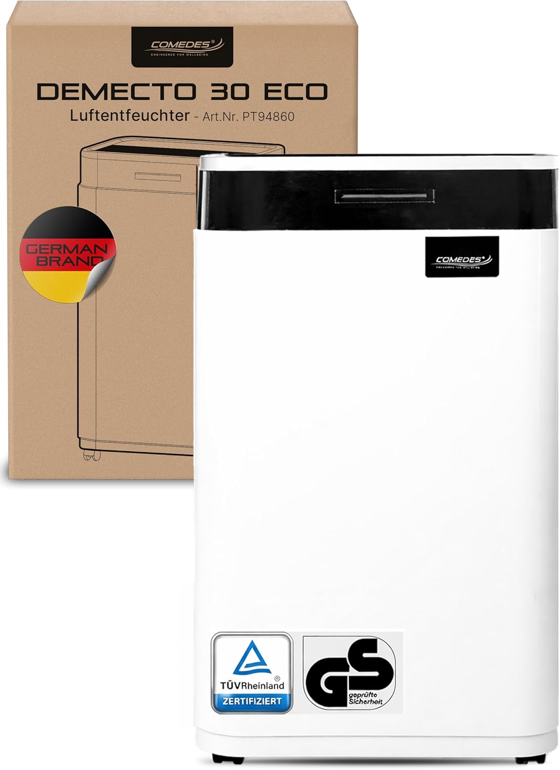 Comedes Demecto 30 eco – Luftentfeuchter Bautrockner (max. 25 Liter / 24h) Geeignet für alle Räume und Keller bis zu 100m² / 230m³