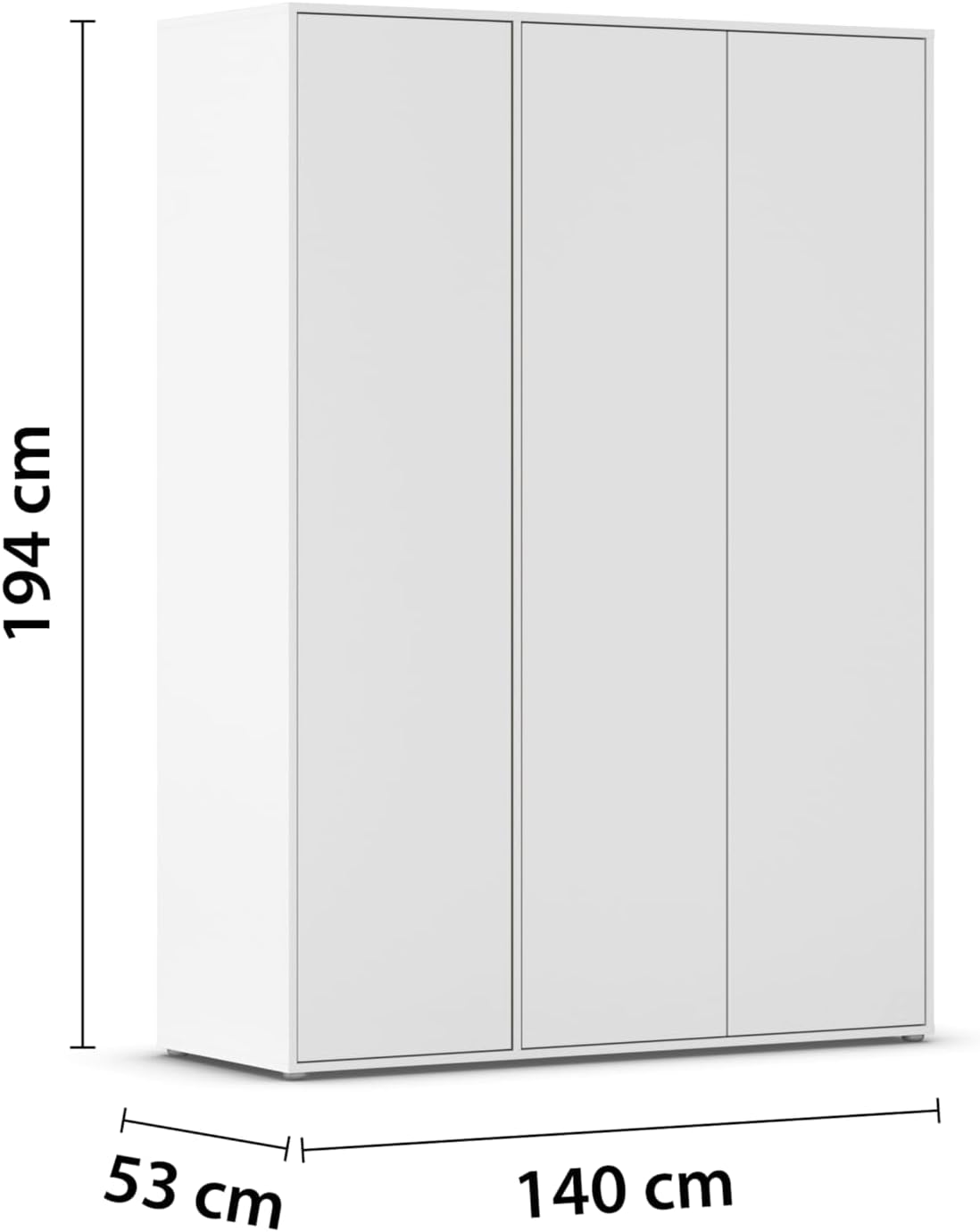 Rauch Möbel Nabila Kleiderschrank für Schlafzimmer, Kinderzimmer, Jugendzimmer, Flur, 3-türig, Push-to-Open, mit Zubehör Classic, Farbe Weiß, Breite 140 cm