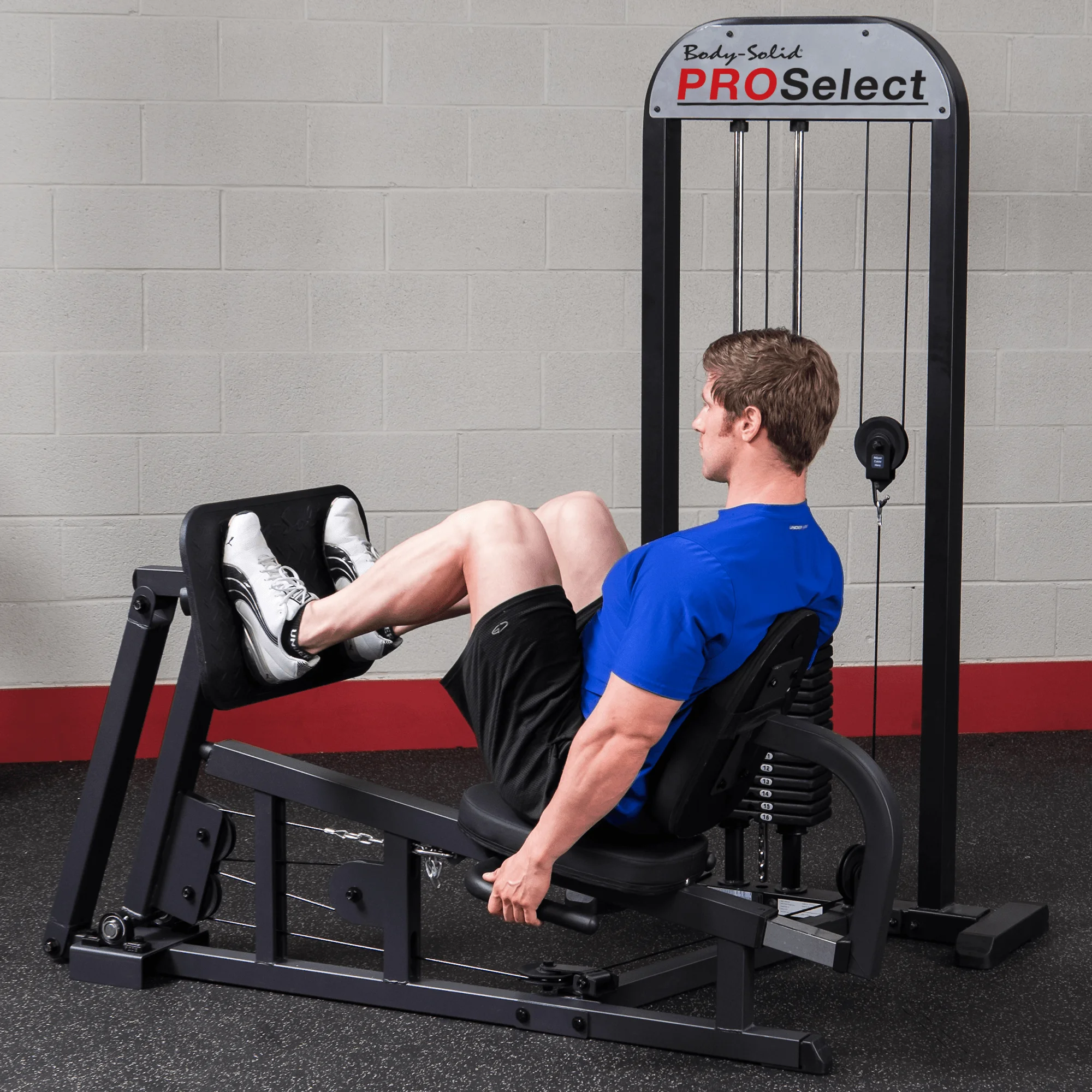 Body Solid Pro Select Leg Press GLP STK/3 with 310 lb Stack, Oversized Rubberized Footplate, Double Beam Design, Commercial Bearings
