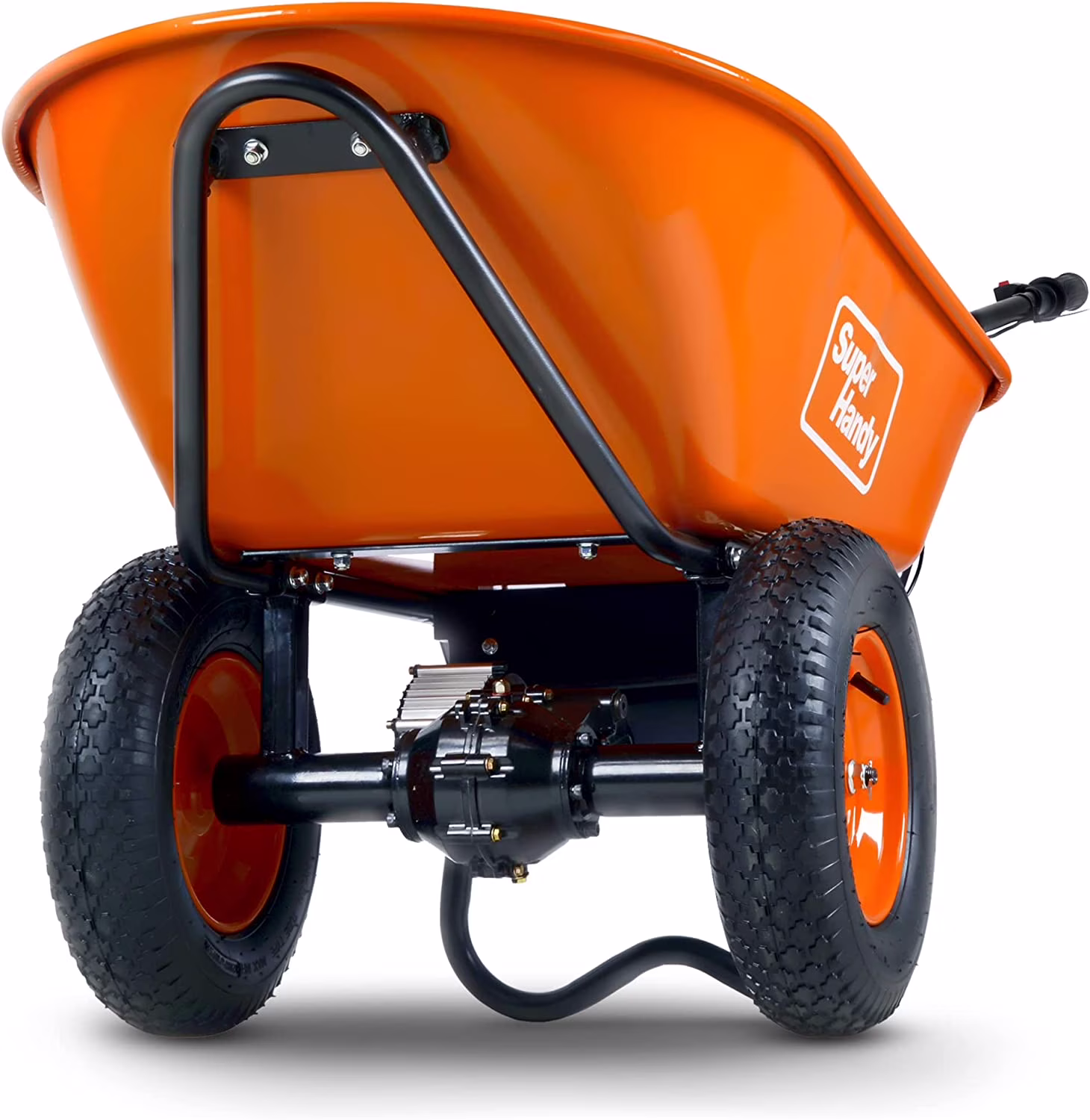 SuperHandy Motorized Wheel Barrow - Electric Self-Propulsion, 48V 2Ah Battery, 330lb Capacity, 4 Cu. Ft Tub, DUMP