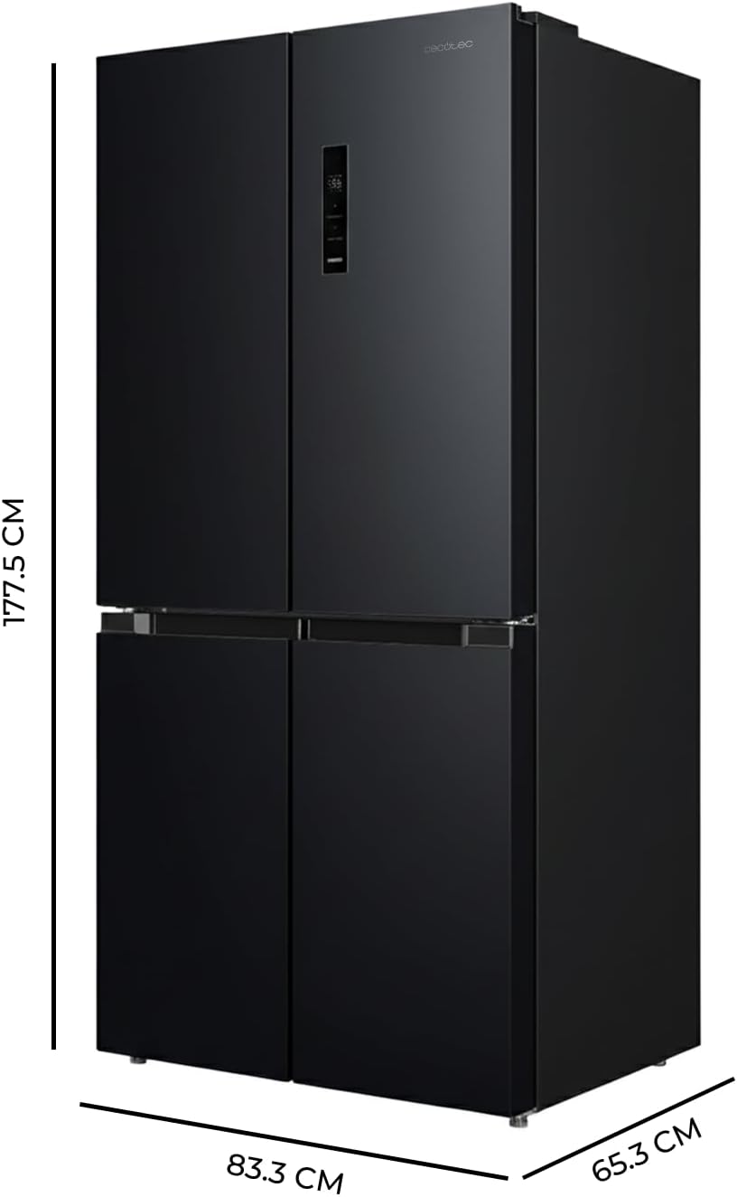 Cecotec CoolMarket 4D 394 Dark E. 394 Kühlschrank Total No Frost Total No Frost Bolero 394 Liter, Höhe 170 cm und 70 cm Breite, variable Schublade, Kompressor Inverter, Antibakteriell