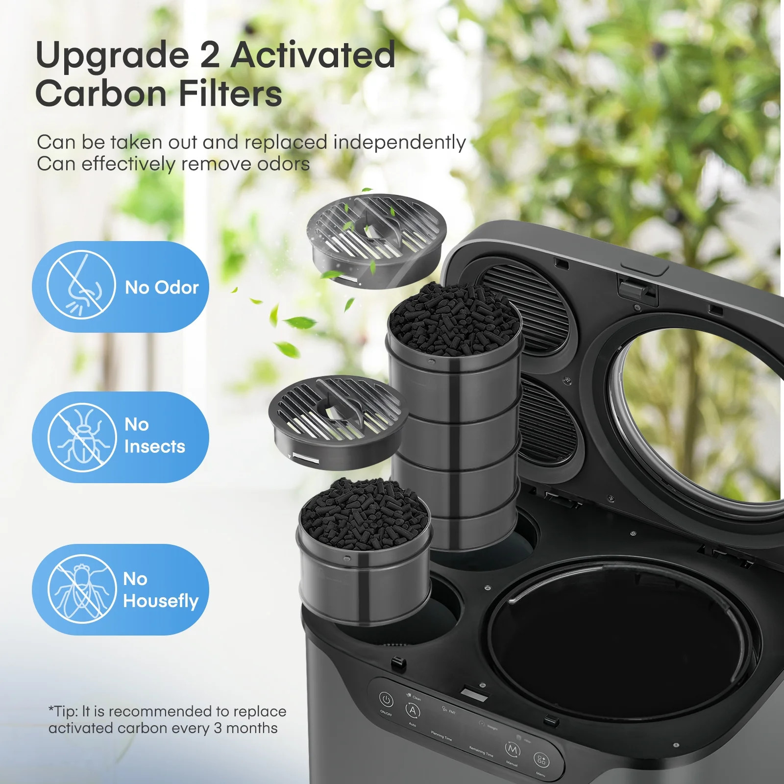 4L Electric Composter for Kitchen, Countertop Compost Bin Indoor with Visible Window, LED Display