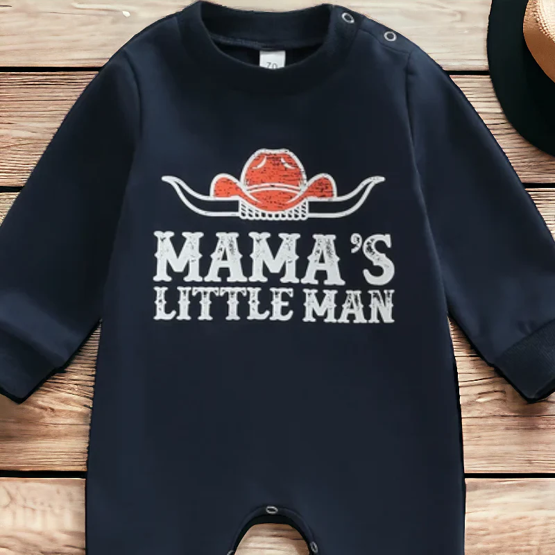 Mamas Little Man One Piece Cowboy Baby Romper