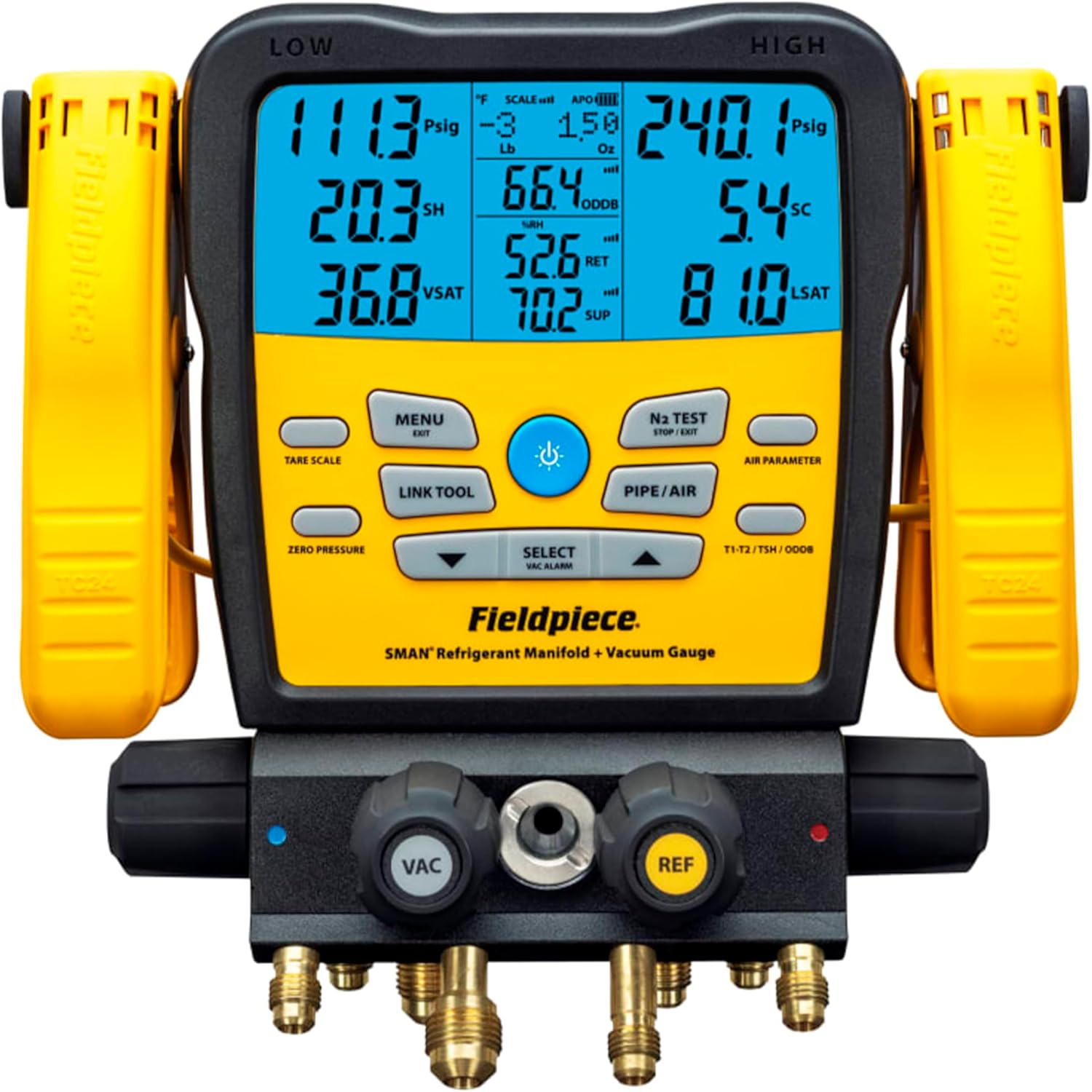 Fieldpiece SM482V Wireless 4-Port SMAN Manifold with Vacuum Gauge