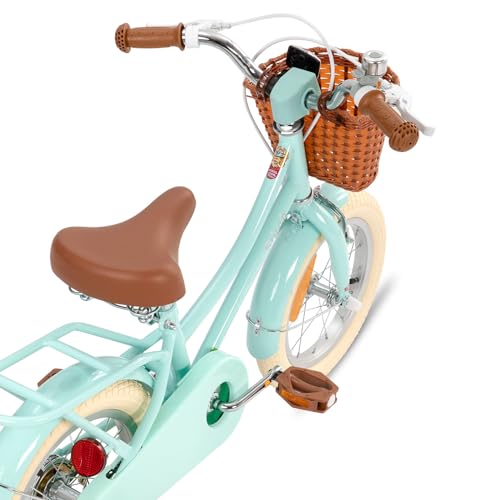 STITCH MANCHI Bicicletta per bambini da 16 pollici con cestino e stabilizzatori per bambini e bambine di 4 5 6 7 anni, verde menta… : Sport e tempo libero