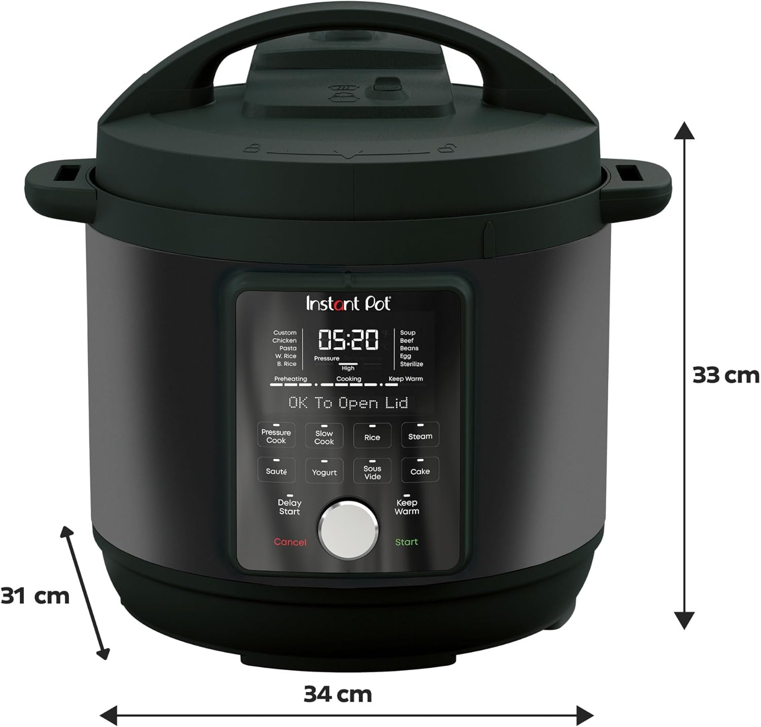 Instant Pot Pro 10-in-1-Elektro-Multikocher 1200 W, 5,7 L – Schnellkochtopf, Schongarer, Reiskocher, Dampfgarer, Sautierpfanne, Sterilisator, Joghurtbereiter, Sous Vide Gert – Schwarzer Edelstahl