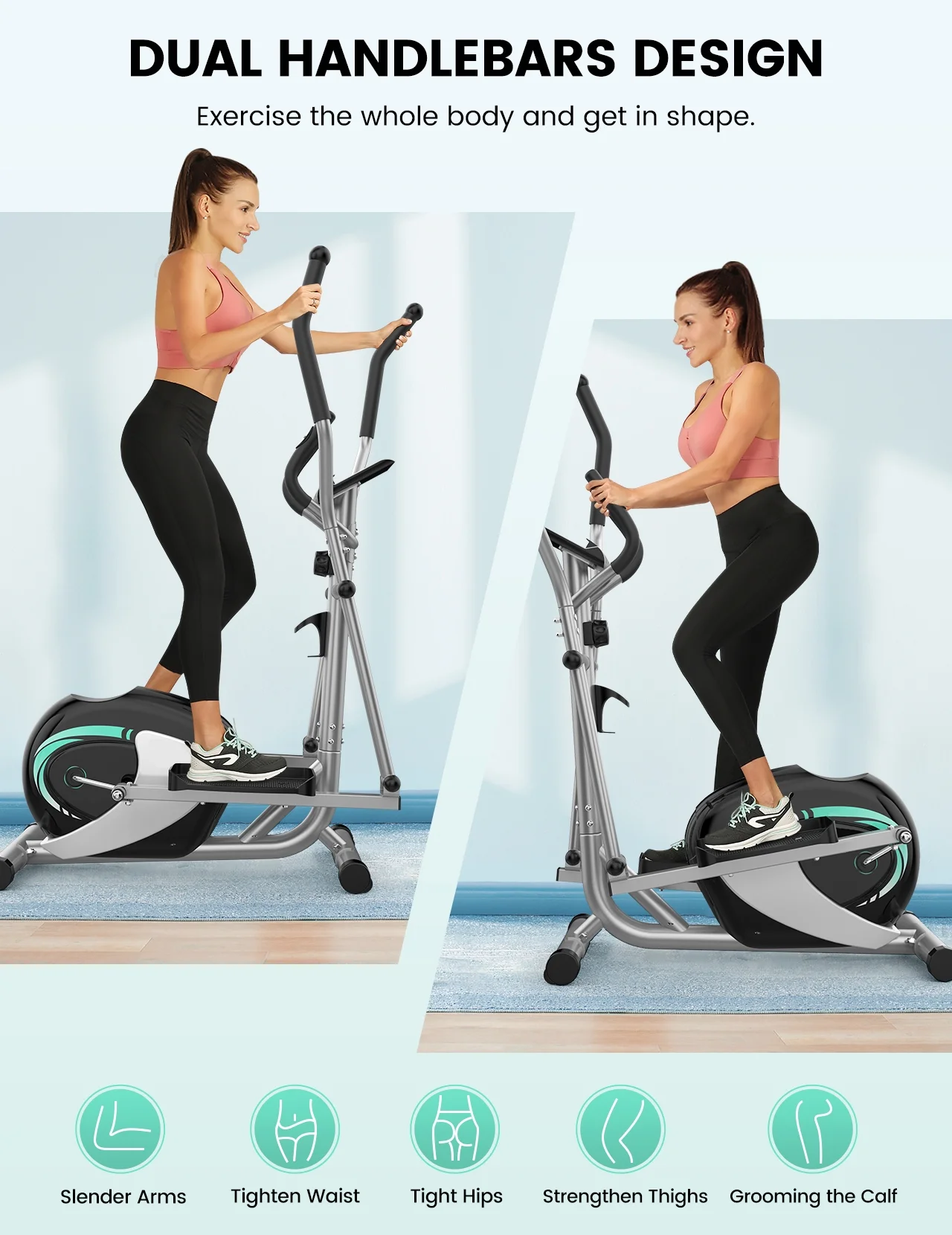 THERUN Ultra Quiet Magnetic Elliptical Trainer Exercise Machine