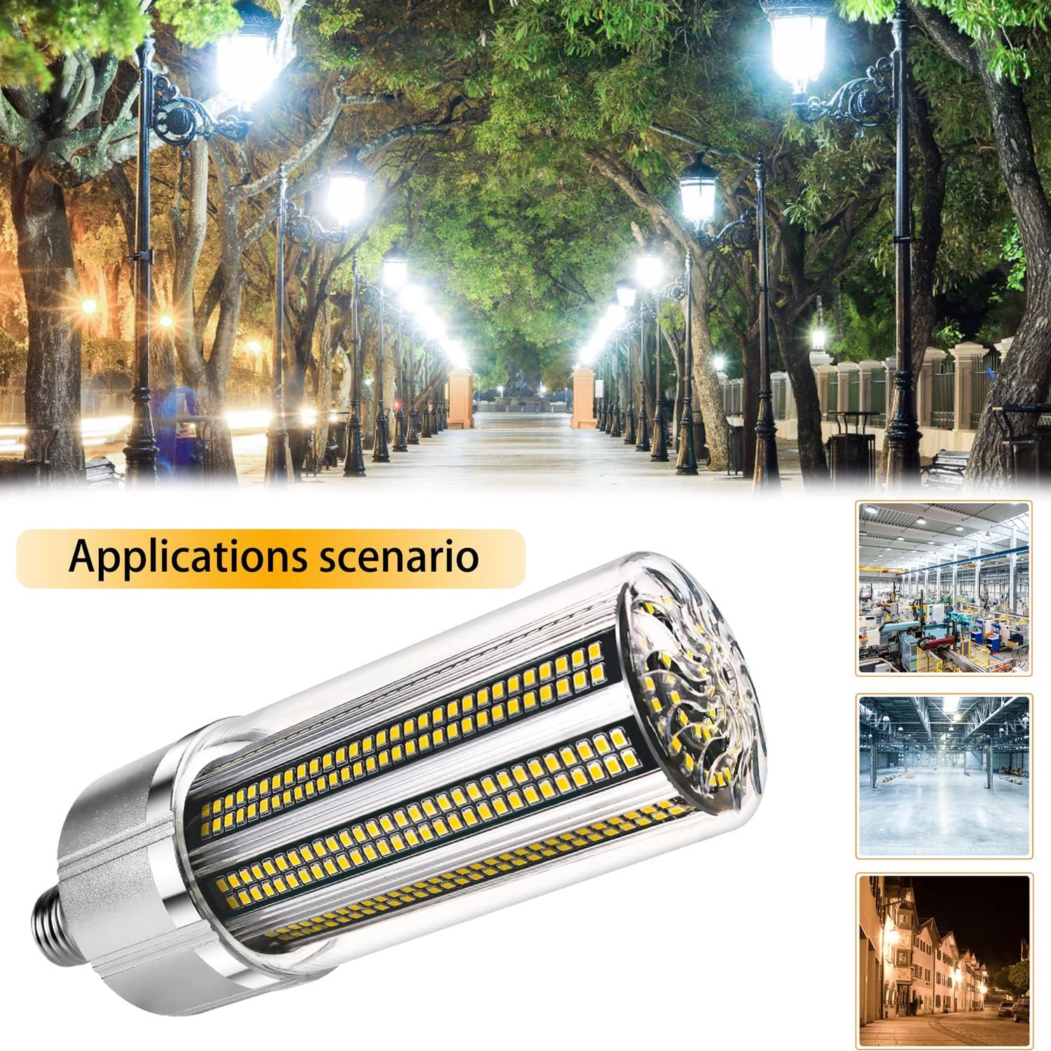 LED-Mais-Glühbirne, 150 W, 19500 lm, E26/E27-Sockel, mit E39/E40-Mogul-Sockel-Adapter, großflächige LED-Glühbirnen für Innen- und Außengarage