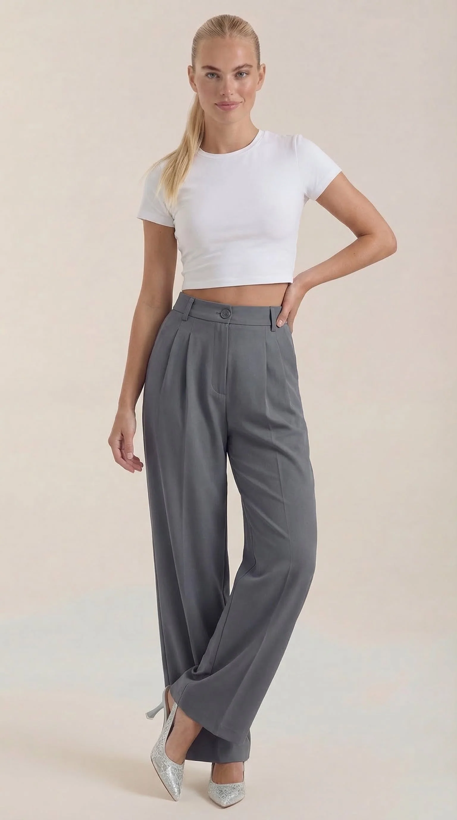 High Waist Stoffhose
