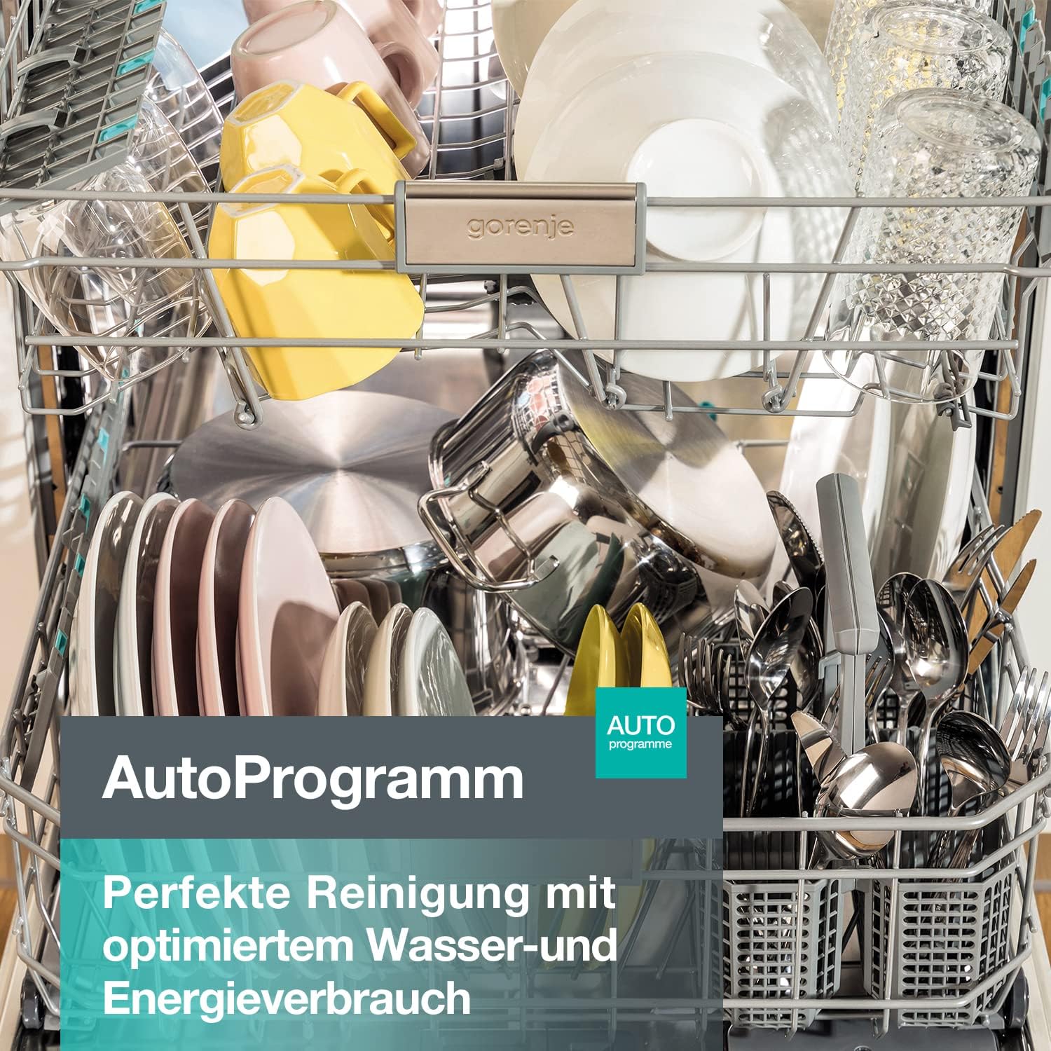 Gorenje GV663A66 Geschirrspüler/Einbaugerät FRONT NICHT ENTHALTEN/Made in EU/60 breite/16 Maßgedecke/8 Programme/TotalDry/Nachtprogramm/Status LED Licht/EEK: A-10%/Einbaumaße (HxBxT): 82 x 60 x 55,5cm