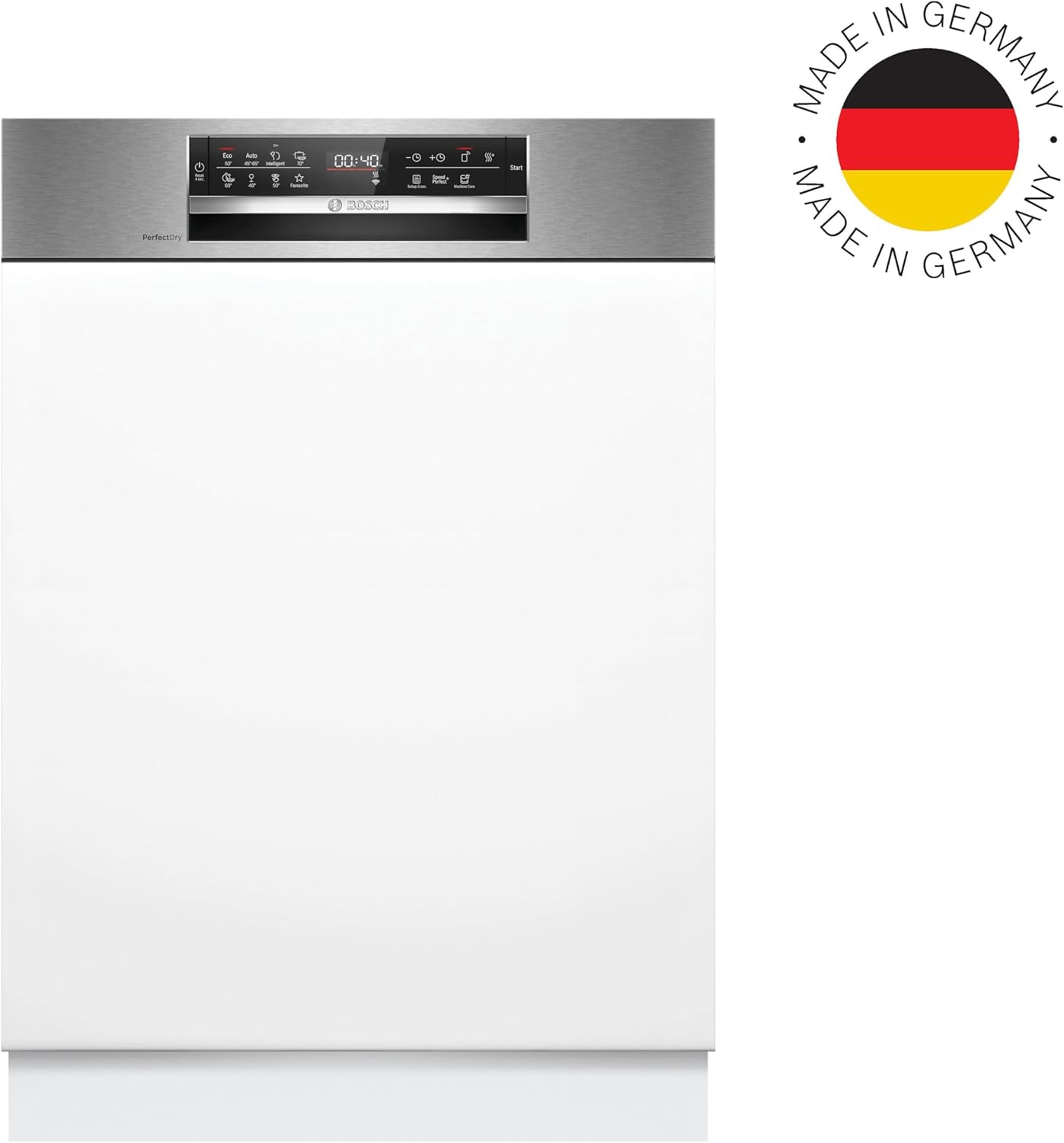 Bosch SMU4ETS08E, Serie 4, Smarter Unterbau-Geschirrspüler 60 cm, Besteckkorb, Spülmaschine mit Programmassistent, besonders Leise, höhenverstellbarer Oberkorb, Automatische Türöffnung, Edelstahl