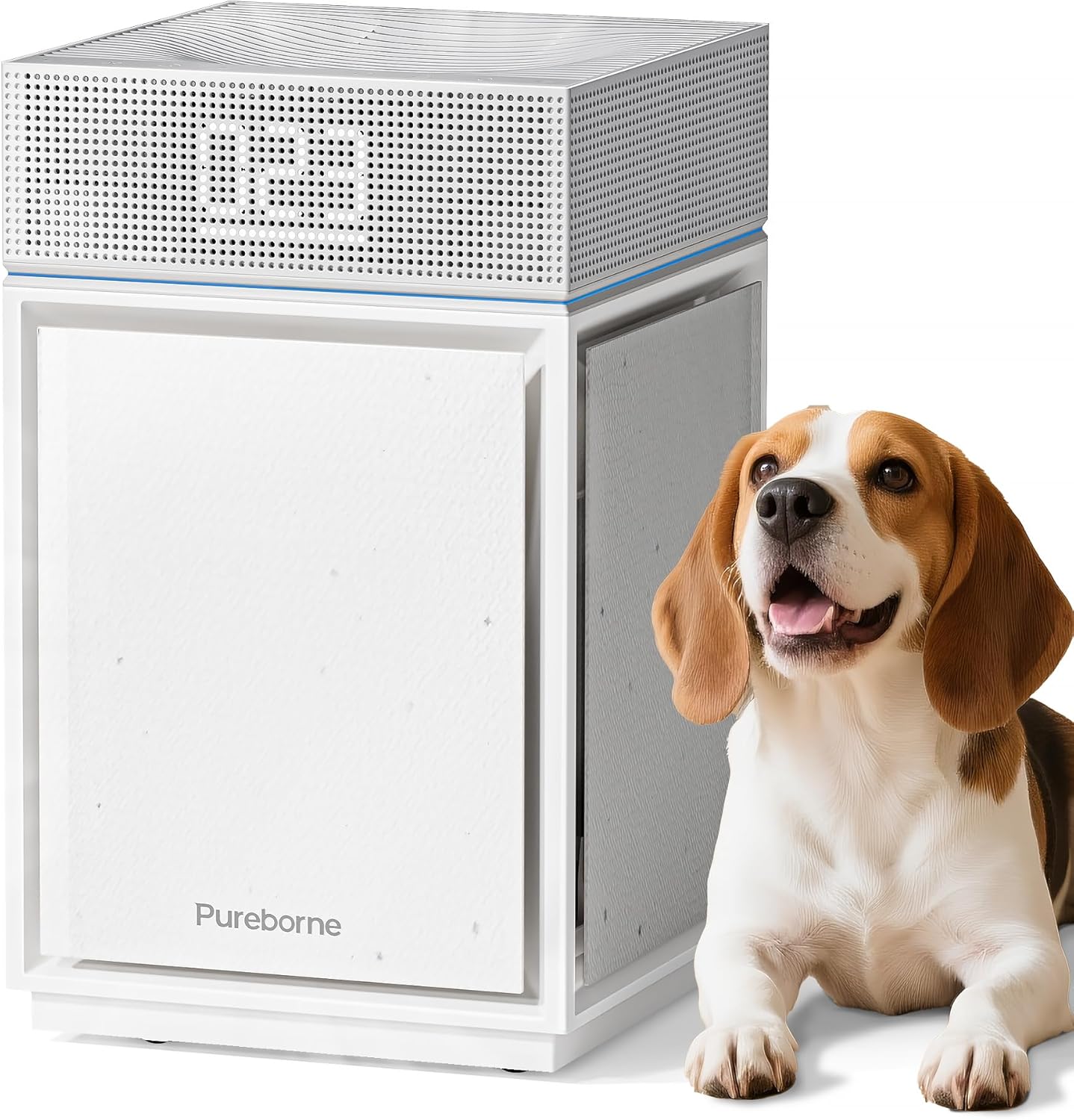 Luftreiniger Allergiker für Schlafzimmer Zuhause, CADR 400m³/h für 260㎡, HEPA Luftfilter gegen Fellgeruch Staub Pollen PM2.5, Luftqualitätssensor & PM2.5-Display, Air Purifier PB6866, Weiß