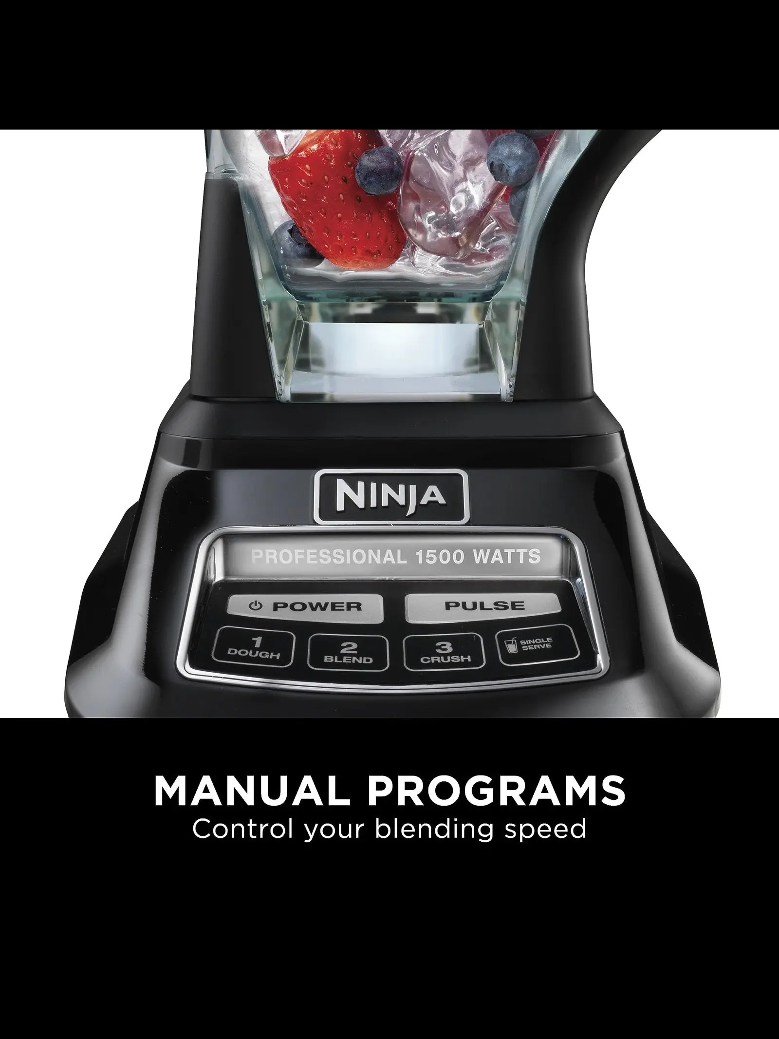 1500W, 4 Functions for Smoothies, Processing, Dough, Drinks & More, with 72 oz.* Blender Pitcher, 64 oz. Processor Bowl, (2) 16 oz. To Go Cups & (2) Lids, Black