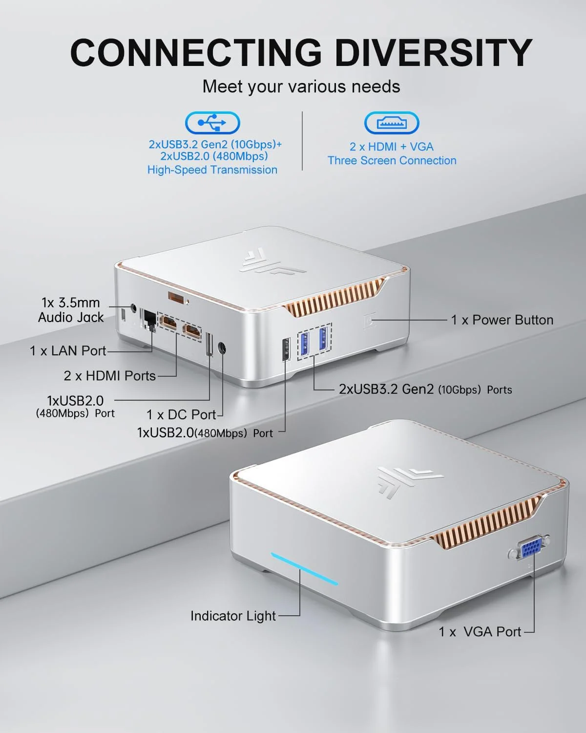KAMRUI GK3Plus Mini PC, 16GB RAM, 512GB M.2 SSD Mini Computer