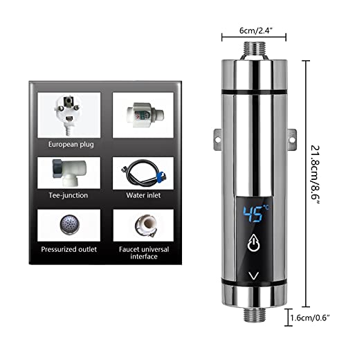 Mini Scaldacqua Istantaneo, Scaldabagno Elettrico Istantaneo Riscaldamento dell'acqua Tankless per Bagno Cucina, Display della Temperatura a LED, 220 V, 3500 W (argento) : Amazon.it: Fai da te