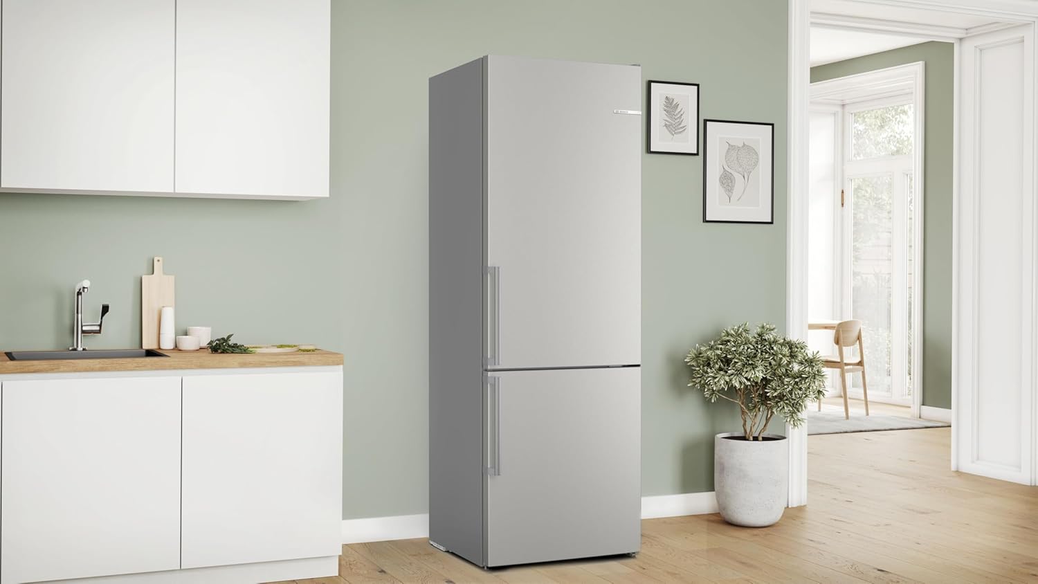 Bosch KGN49VICT Serie 4 Kühl-Gefrier-Kombination, 203 x 70 cm, 313 L Kühlen & 127 Gefrieren, VitaFresh XXL längere Frische, LED-Beleuchtung gleichmäßige Ausleuchtung