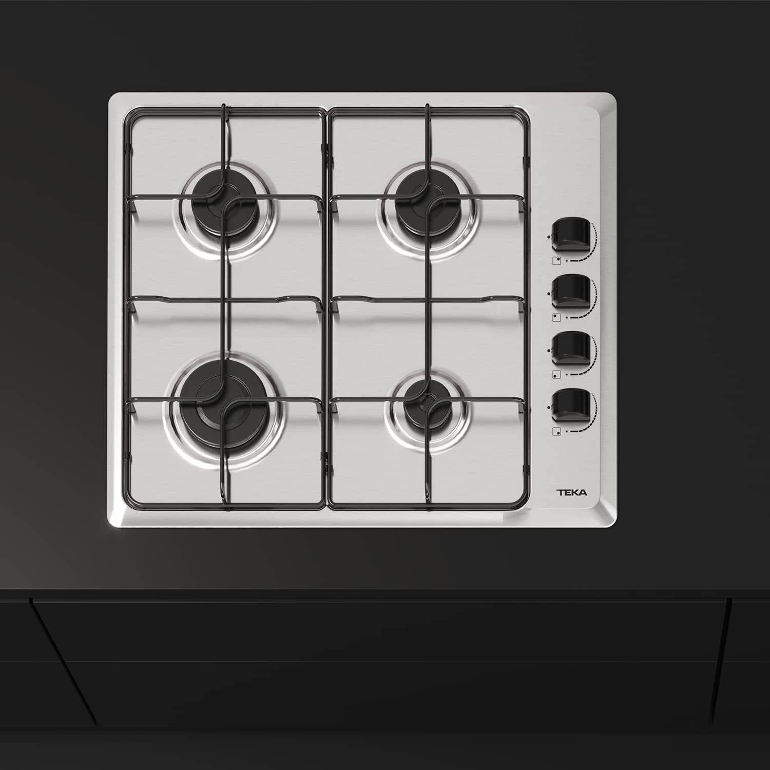 TEKA Placa de Gas Butano, 60 cm, 4 Fuegos, Mandos Ergonómicos, Seguridad Termopar, Parrillas Esmaltadas, HLX 640 KL