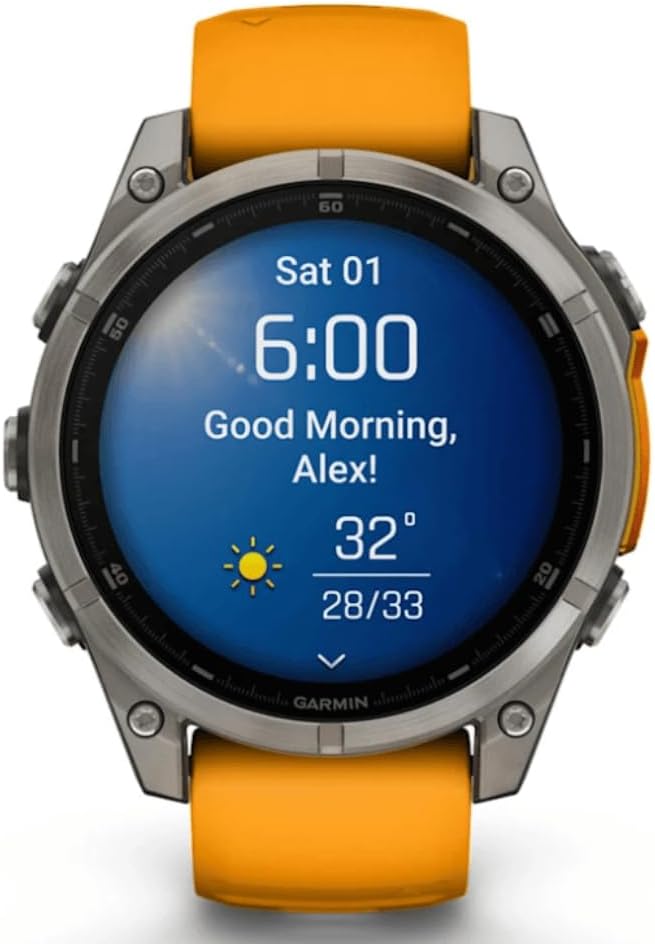 Amoled Smartwatch Fenix 8-47 mm | Bis zu 29 Tage Akkulaufzeit | Die ultimative Smartwatch mit integrierter LED-Taschenlampe, Gesundheitsüberwachung