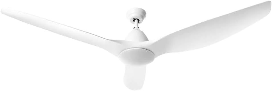 Devanti 64-Inch Ceiling Fan with Remote and LED Lighting, DC Motor, 3 ABS Blades, 8-Hour Timer, Indoor/Outdoor Use �C White