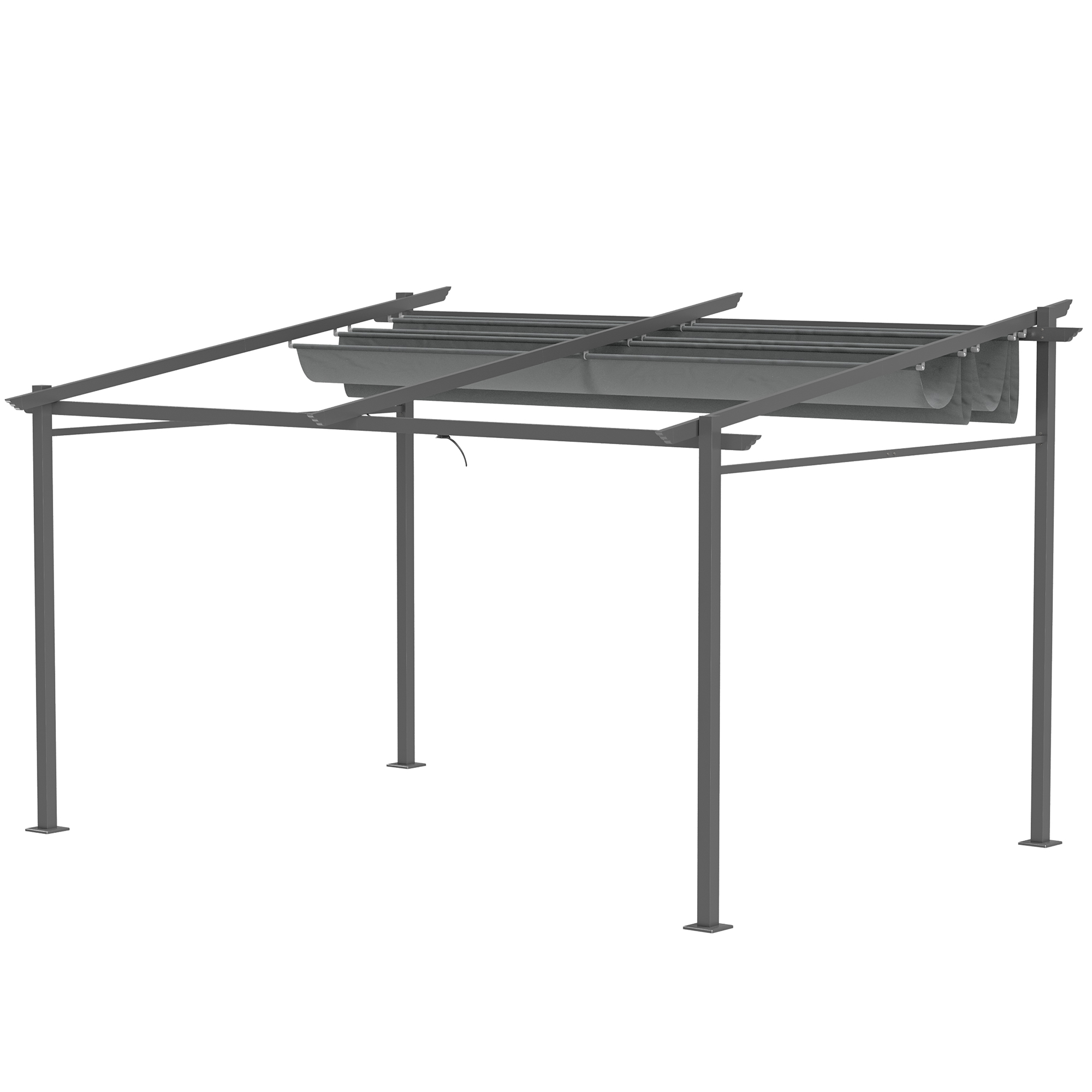 Pergola met Bevestigingsmaterialen, Intrekbaar Dak, 3,97m x 2,95m x 2,3m, Donkergrijs