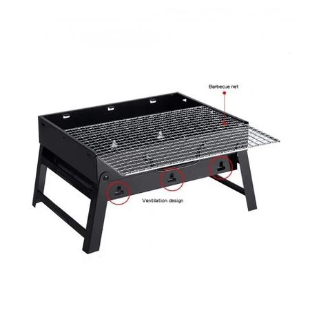 Barbacoa De Carbón Portátil Plegable Para Bbq Con Parrilla 43x29x20cm
