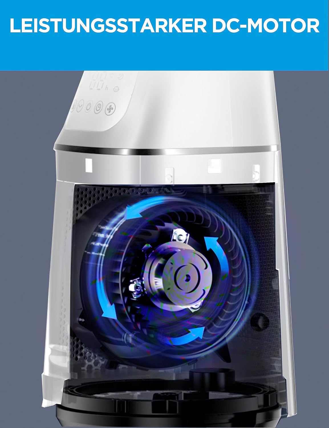 Midea MFP-120i (BL) 2 in 1 Turmventilator Leise 38dB Luftreiniger H13 True HEPA auf 47.6 ㎡ LED Display Fernbedienung Oszillation 12H Timer Kompatibel für Wireless Connection App Alexa Google