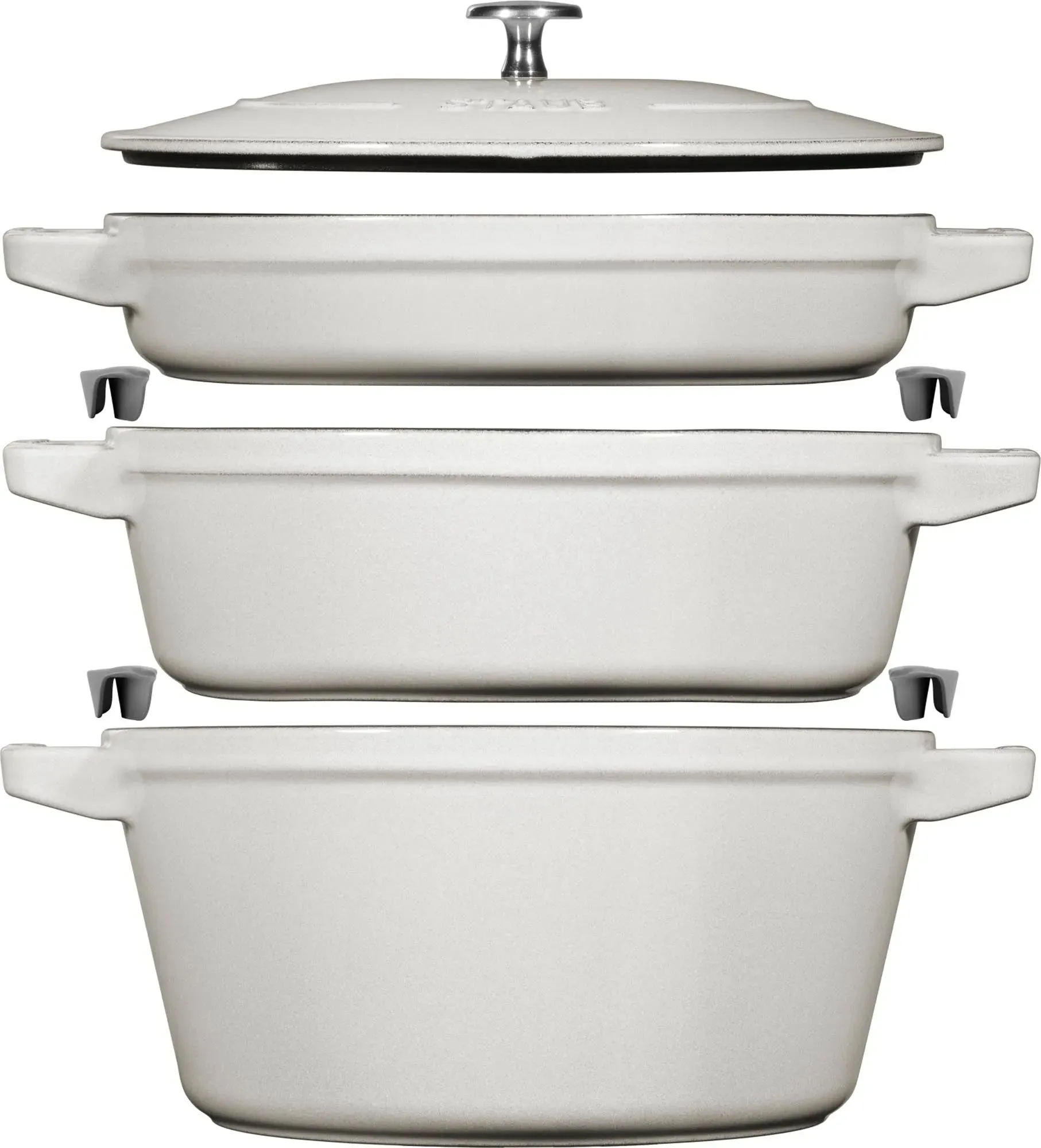 2025 Cocotte 4-delig 24 cm, rond, Witte Truffel, stapelbaar
