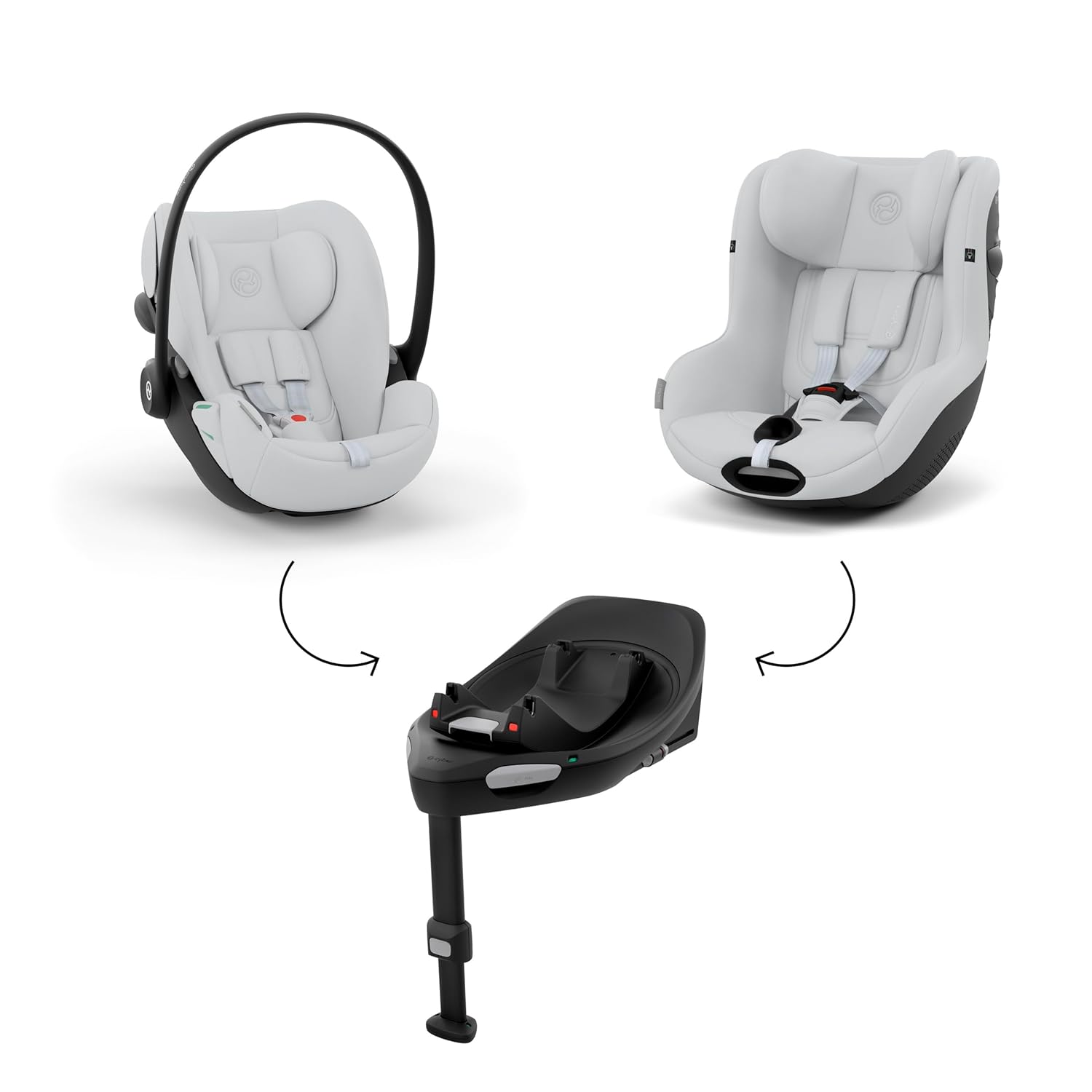 CYBEX Gold Babyschale Cloud G i-Size Comfort, Inkl. Neugeboreneneinlage, Ab Geburt bis ca. 24 Monate, Für Kinder ab 40 cm bis 87 cm, Max. 13 kg, Moon Black