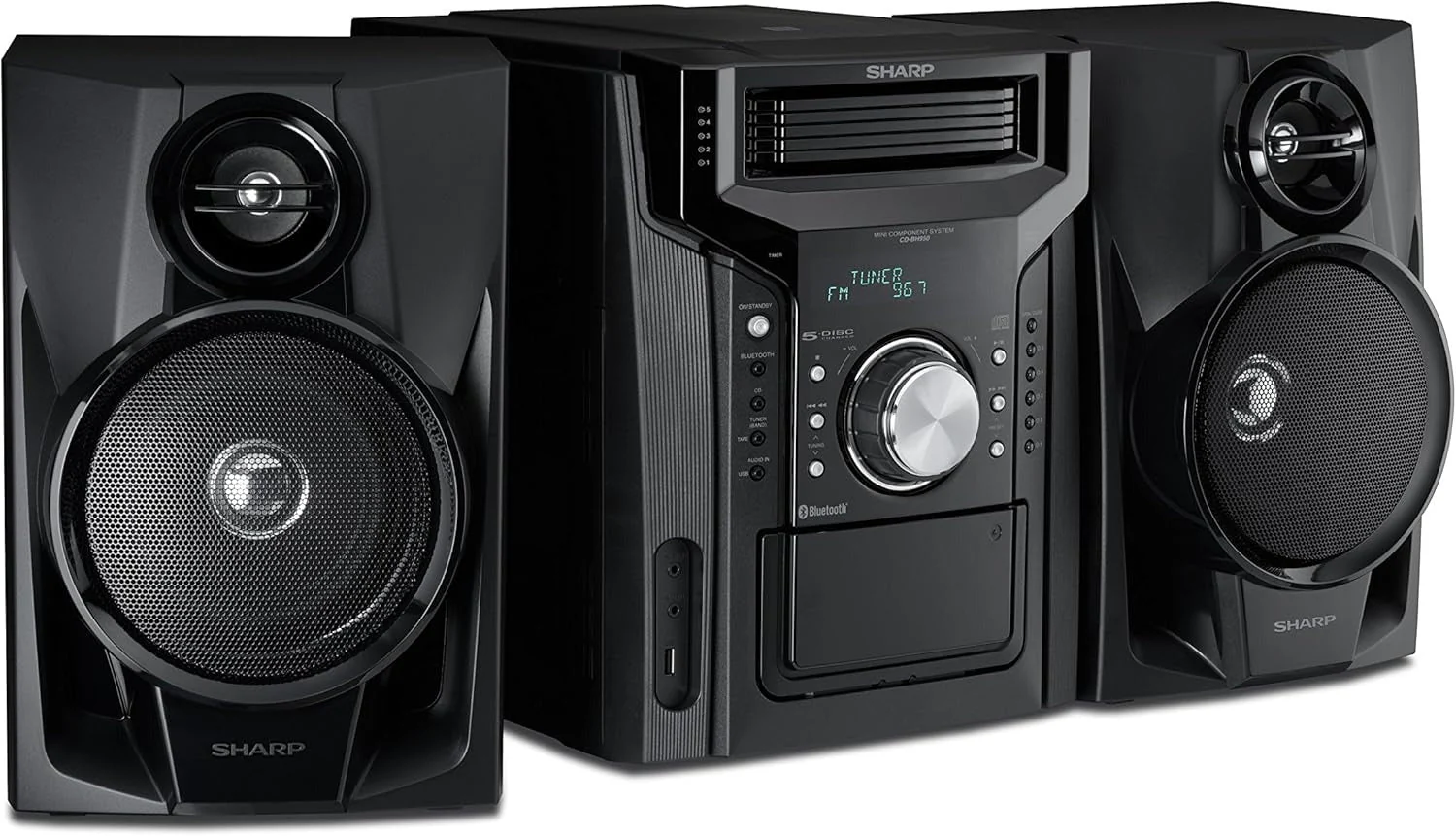 CD-BH950 240W 5-way mini bookshelf speaker system with cassette deck and Bluetooth
