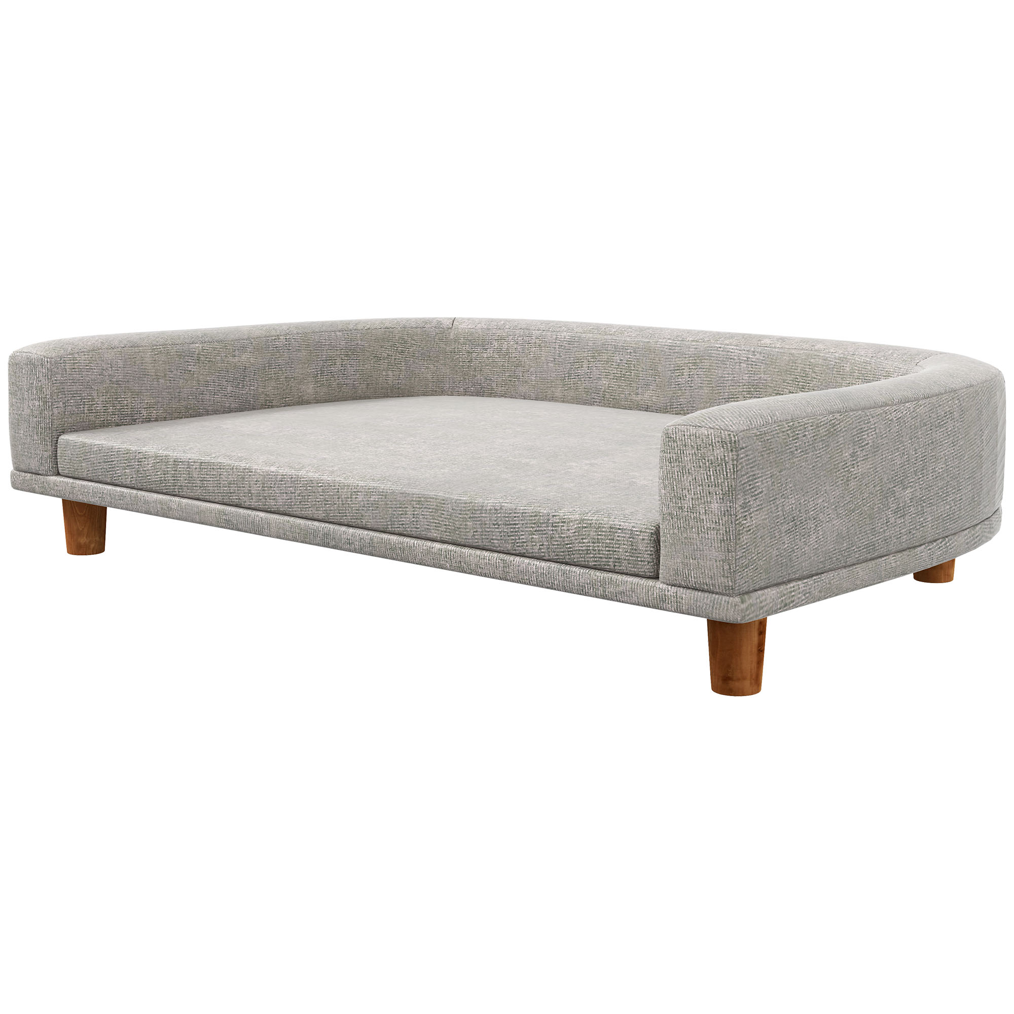 Hondensofa voor Grote Honden tot 30 kg, Gepolsterd, met Grenenhouten Poten, 98 x 67 x 25 cm, Grijs