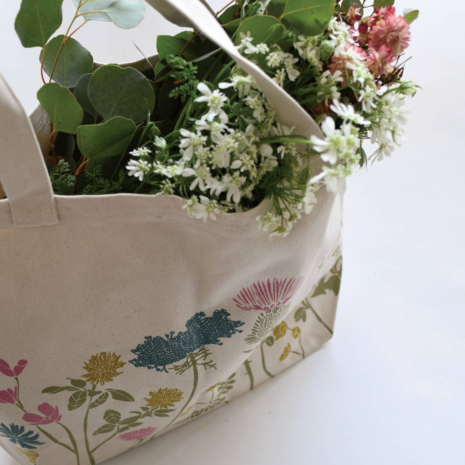 Oversized Wildflower Organic Market Tote Bag JUNE & DECEMBER