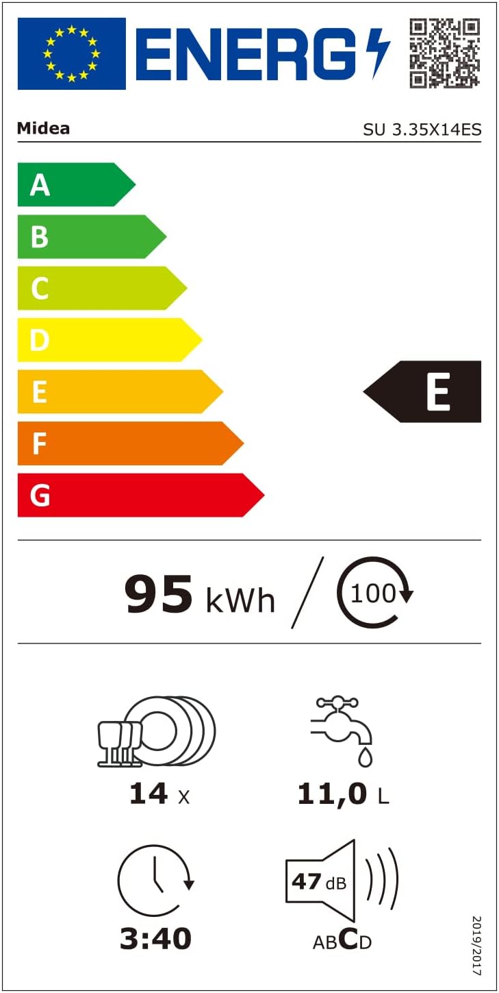 Midea Geschirrspüler Unterbau MDWEU1435XSS-W, 14 Maßgedecke, Spülmaschine 60 cm Teilintegrierbar mit WIFI, Extra Trocknung, 7 Programme, 47dB, 0-24h Startzeitverzögerung, Inox