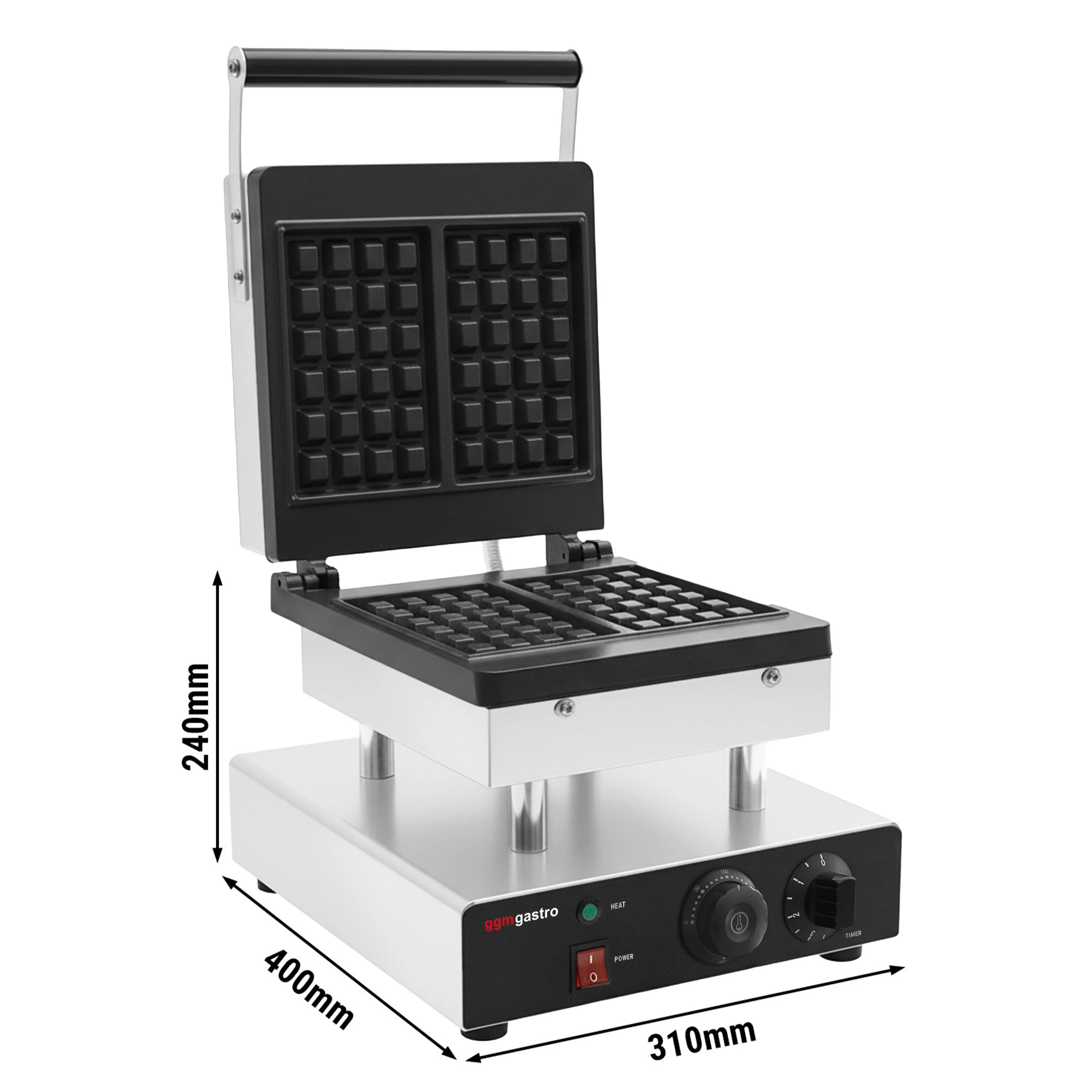 Vaffeljern - enkelt - mekanisk termostat - 2 kW - Form: Belgiske Brussels?vafler - st?pejernsplater med non?stick?belegg