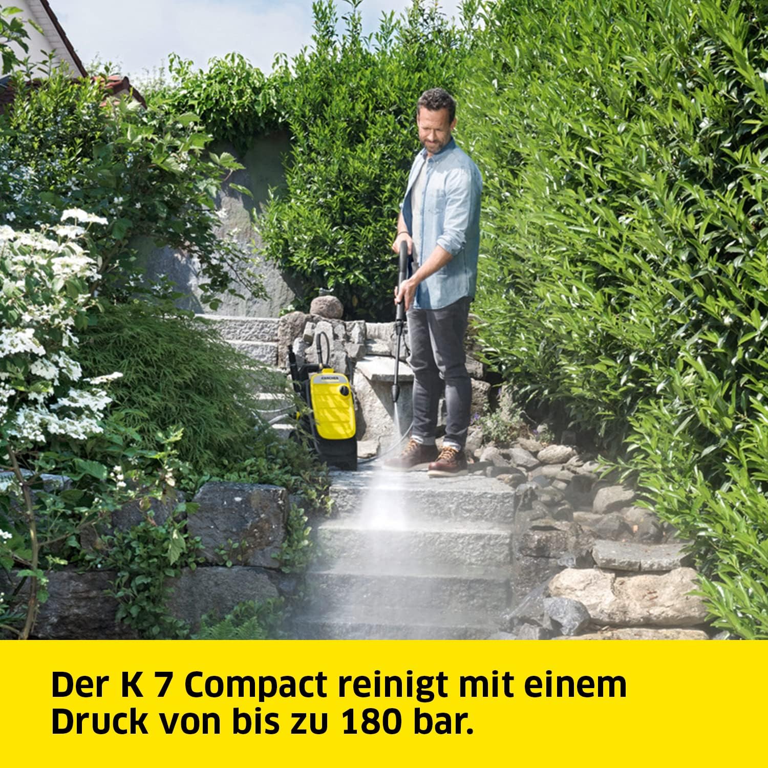 Krcher hogedrukreiniger K 7 Premium Power Home, druk: 180 bar, debiet: 600 l/h, oppervlaktecapaciteit: 60 m/h, vermogen: 3.000 W, slanghaspel, met pistool, vuilvreter, spuitlans