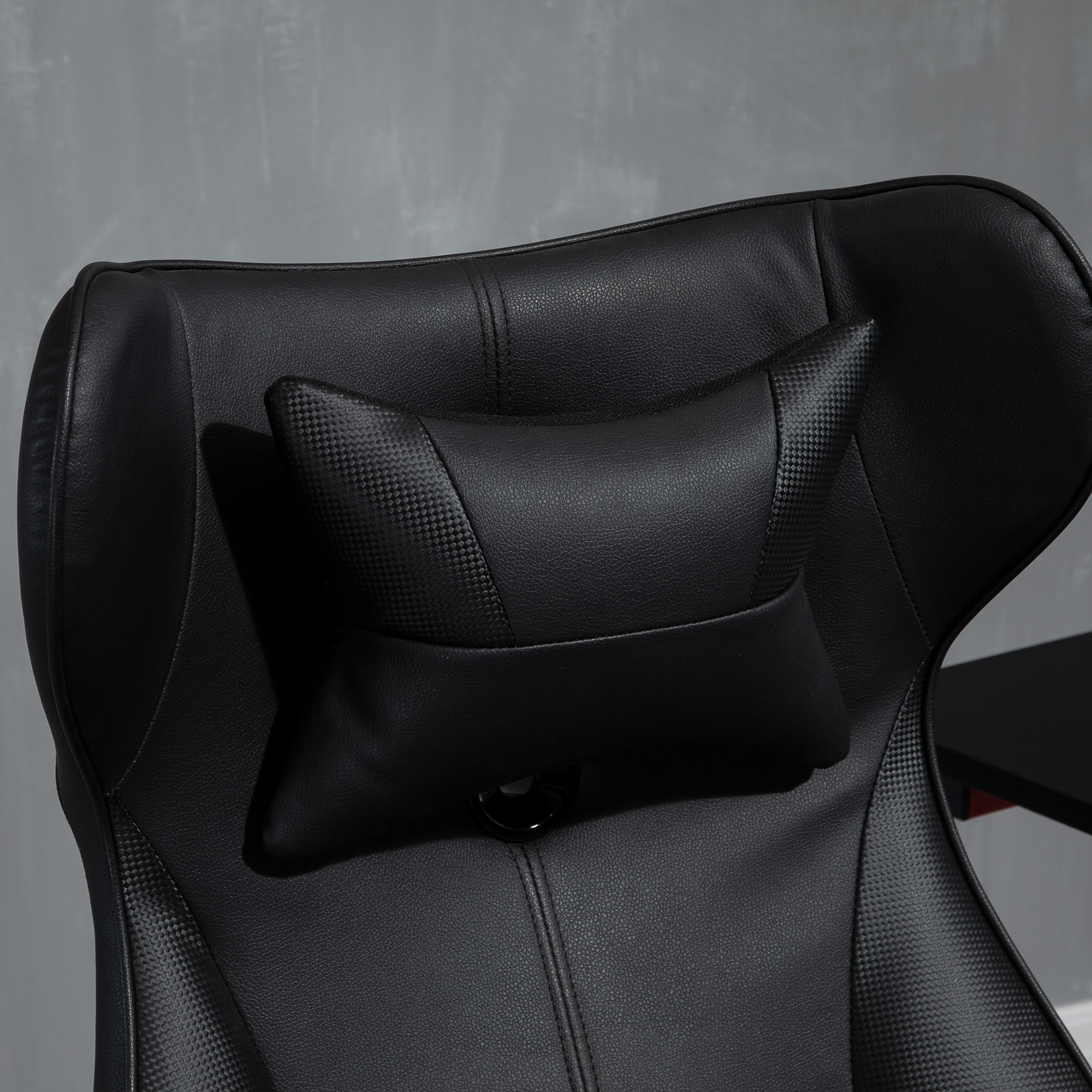 Vinsetto gamestoel ergonomische computerstoel bureaustoel bureaustoel met schommelfunctie en lendenkussen bureaustoel in hoogte verstelbaar, gepolsterde metalen zitting, zwart 67x75x112 cm