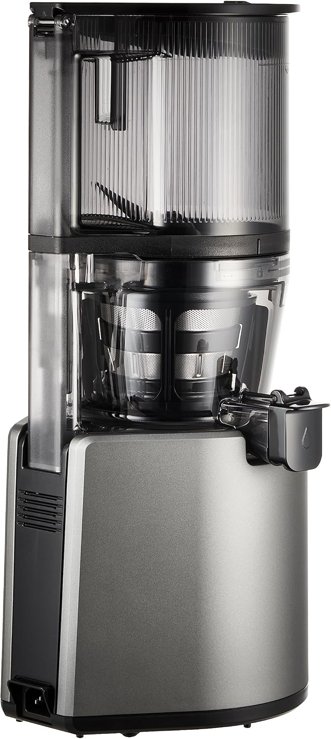 HUROM | Entsafter Gemüse und Obst | Slow Juicer | H320N | Elektrische Kaltpresse | Ruhiger Motor | Leicht zu Reinigen | mit groem Behlter und Siebfilter 2L | 200 Watt | BPA Frei | Schwarz