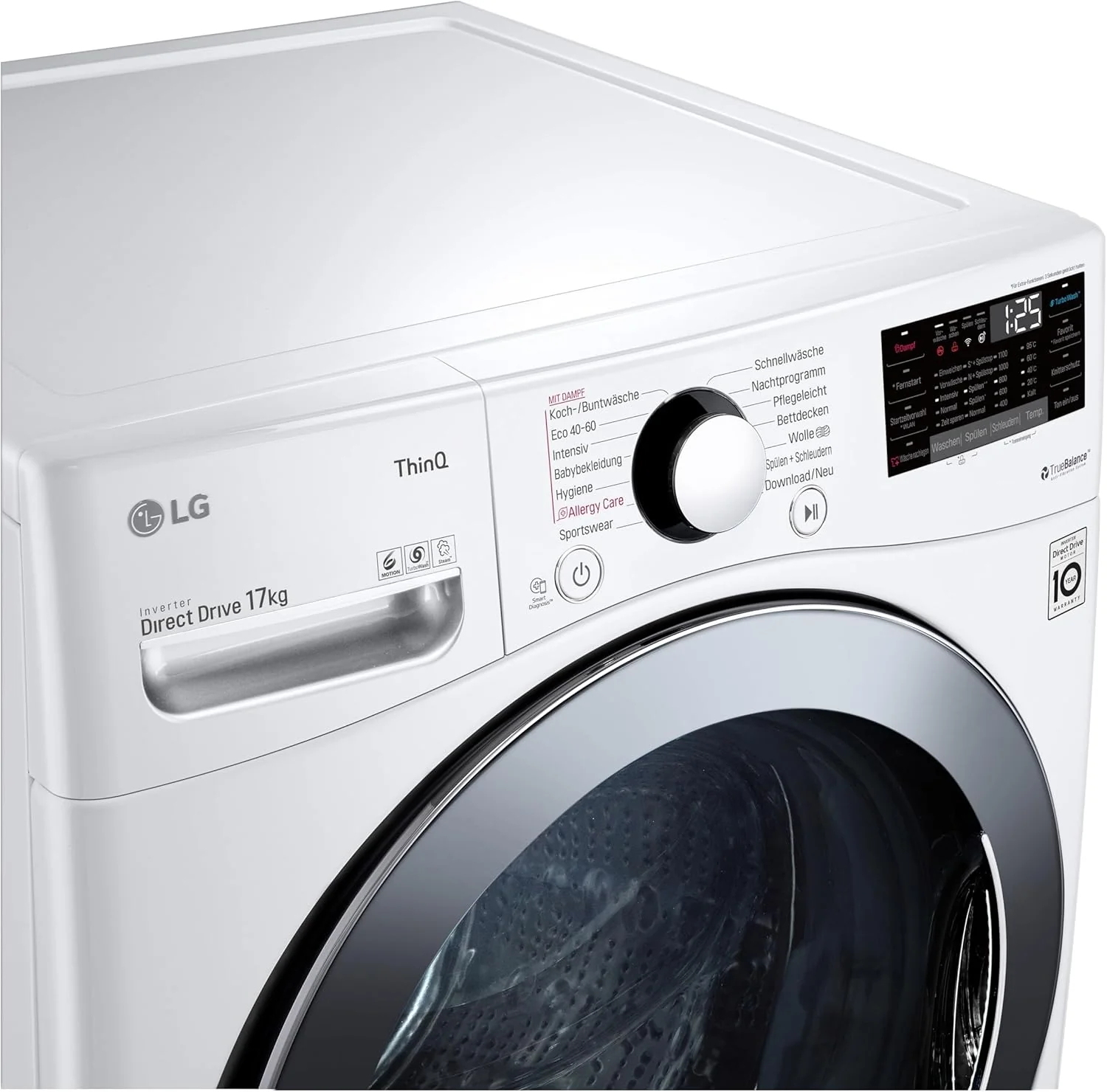 LG F4WV7080, Klasse A, Voorlader Wasmachine 8 kg, 1400 tpm, AI Direct Drive, Wi-Fi, Dieptereiniging met Stoom, Grote Capaciteit, TRIPLE A, Veiligheidsglas Buitendeur, 62 x 60 x 85 cm ? Wit