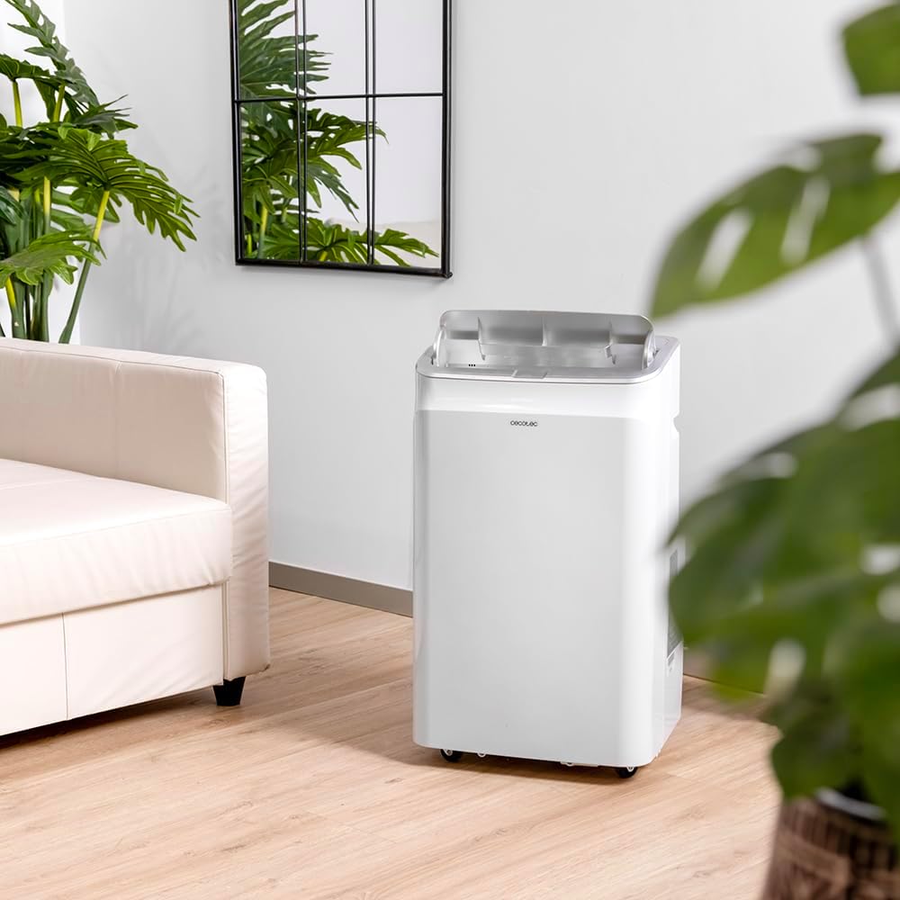 Cecotec Tragbare Klimaanlage mit Fernbedienung, WLAN und Wärmepumpe Forceclima 12800 Heizung angeschlossen. 12000 BTU, LED -Bildschirm, 5 Modi, Abdeckung 28 M2