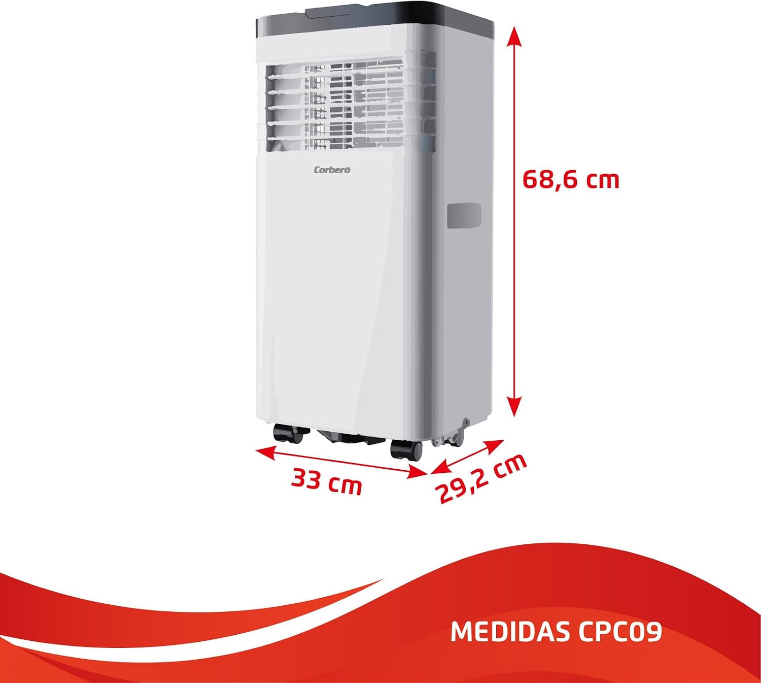 Corberó 3-in-1-Klimaanlage mit Fernbedienung | CPC09 | 2600 W | 12-18 m² | 16-31 °C | Kühlung | Heizung | Entfeuchtung | 2 Geschwindigkeiten | 24h Timer